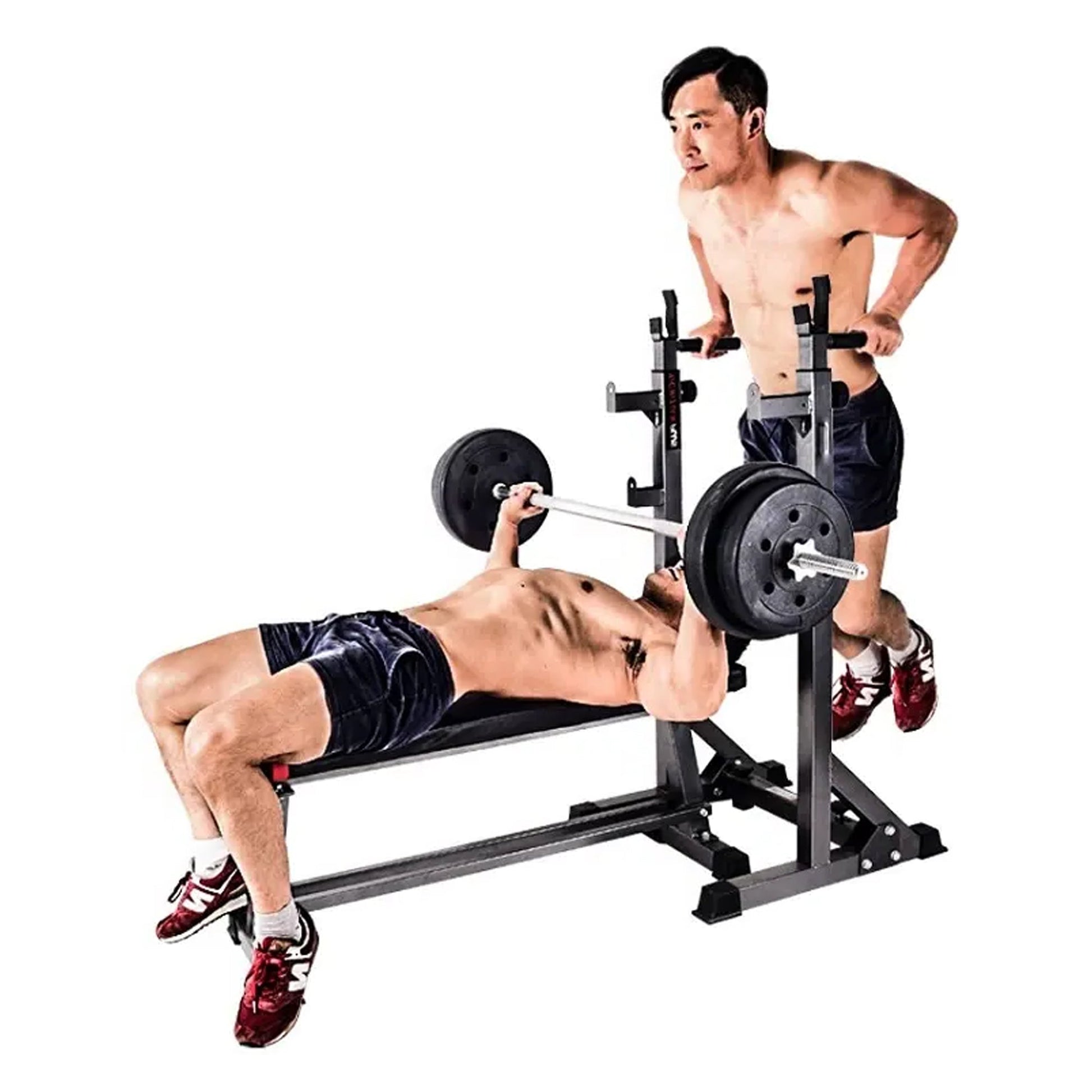 Adjustable Heavy-Duty Half Squat Rack with Dip Station & Spotters, 200KG Max Load, Steel Frame for Strength Training – Home Gym Essential