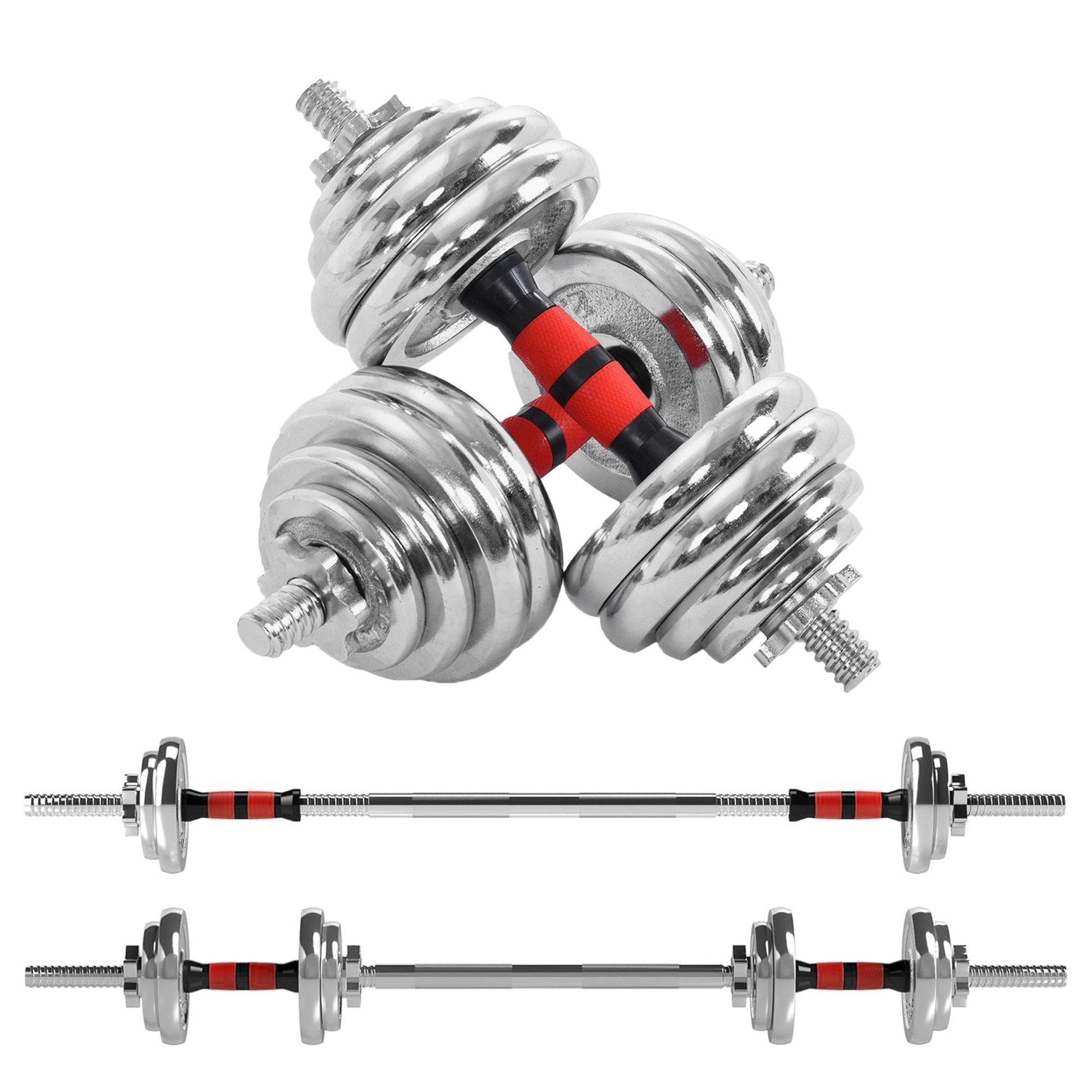Adjustable Dumbbell & Barbell Set 20 kg – Steel/ Cast Iron Weights, Ergonomic Grip, Space‑Saving Home Fitness