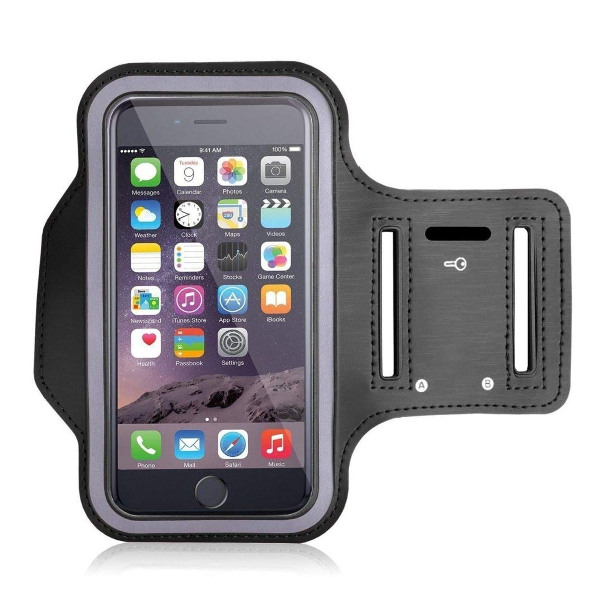 Waterproof Sports Armband Phone Holder – Reflective Strips, Elastic Fit up to 7" for Running & Gym