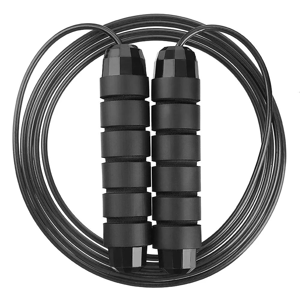 Adjustable Black Skipping Rope – Durable Coated Cable & Non‑Slip Handles – Adjustable Cardio Fitness Jump Rope for Home Gym & Cardio Workouts