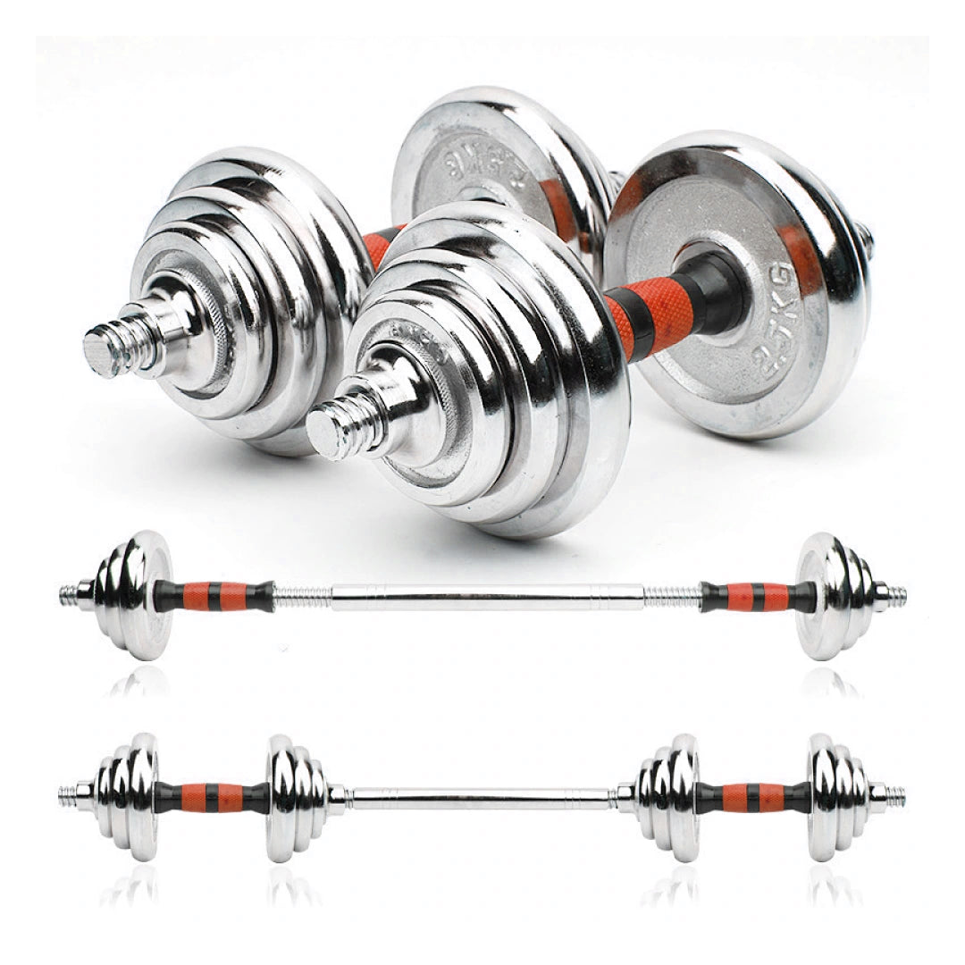 Adjustable Dumbbell & Barbell Set 20 kg – Steel/ Cast Iron Weights, Ergonomic Grip, Space‑Saving Home Fitness