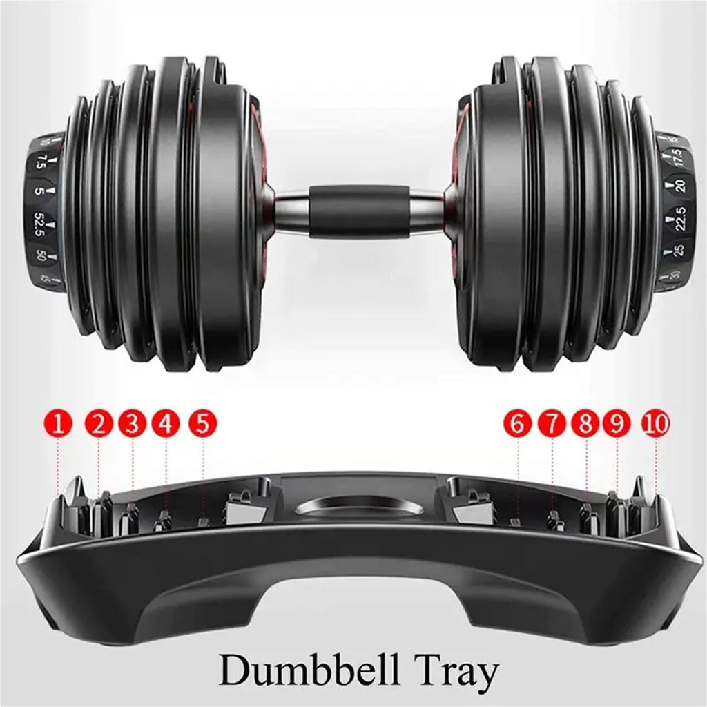 Adjustable 24 kg Quick‑Dial Dumbbell – 15‑in‑1 Rubber‑Coated Space‑Saving Weight Plate System for Strength Training, Home Gym Ready