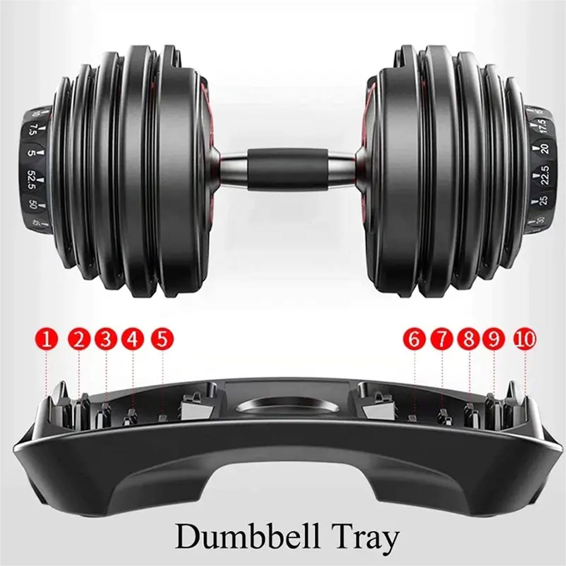 Adjustable 24 kg Quick‑Dial Dumbbell – 15‑in‑1 Rubber‑Coated Space‑Saving Weight Plate System for Strength Training, Home Gym Ready