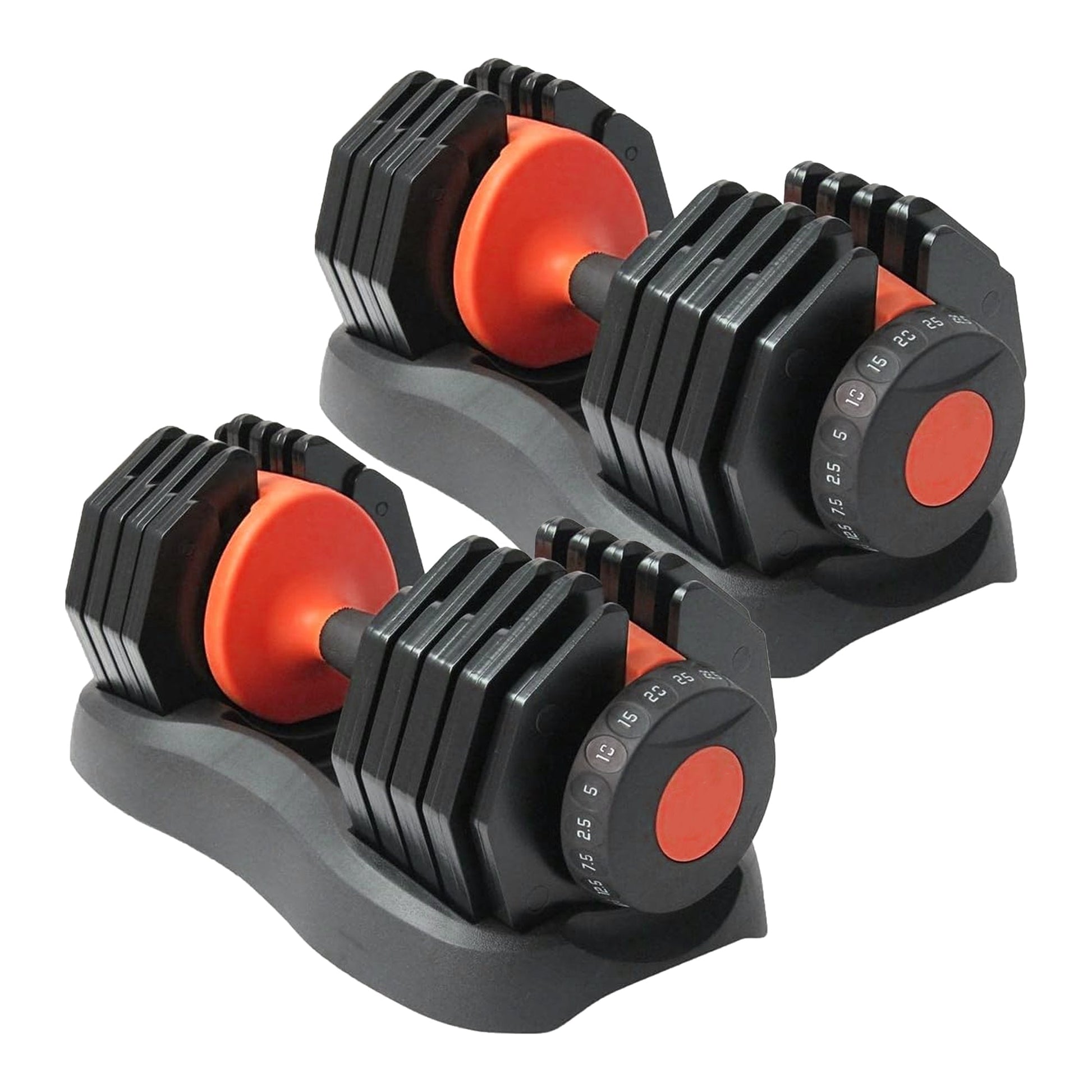 25kg Pair of Adjustable Dumbbells – 10-in-1 Each | 2.5kg–25kg Range | Quick Dial Weights with Safety Locking for Home Gym Strength Training