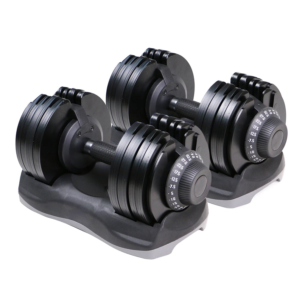 Adjustable Dumbbells 12‑in‑1 5 kg–32.5 kg Pair – Durable Dial System with Ergonomic Grip for Strength Training in Compact Home Gym Spaces