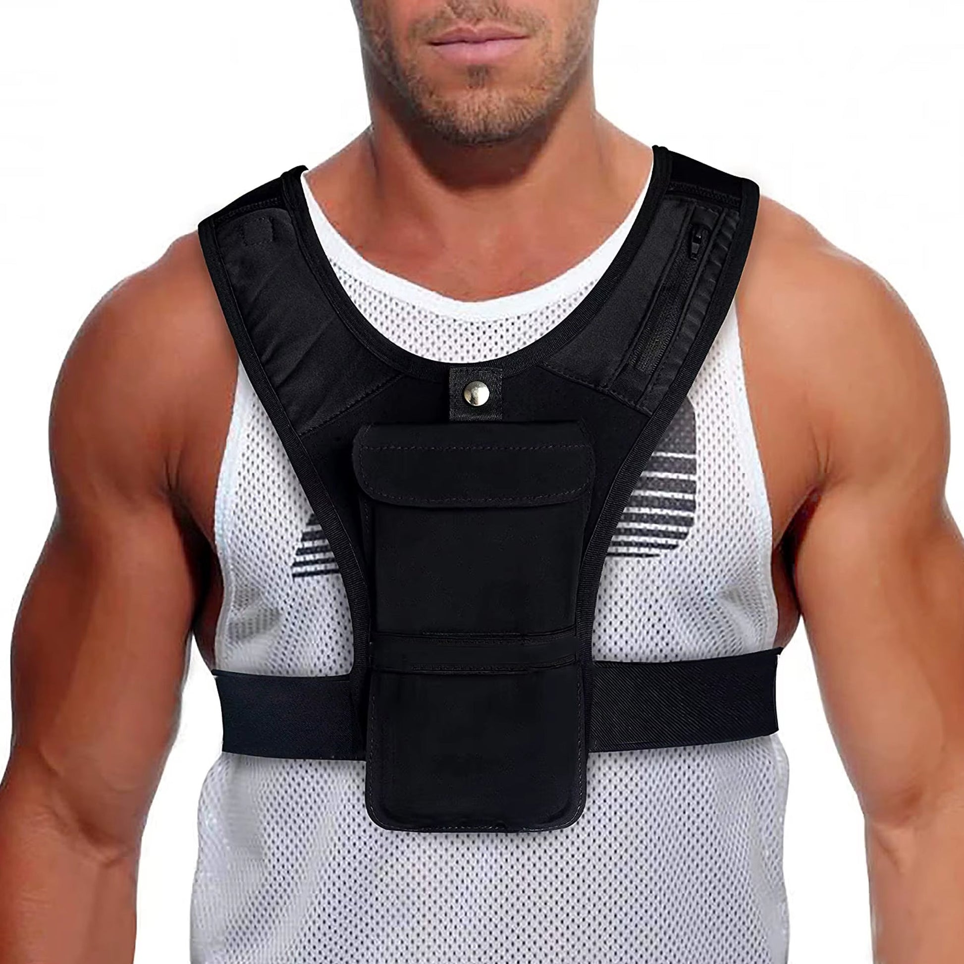 Lightweight Reflective Hydration Running Vest – Adjustable Neoprene‑Mesh with Phone Holder for Home & Outdoor Fitness