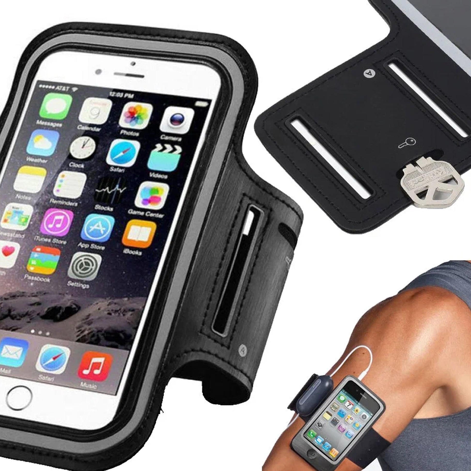 Waterproof Sports Armband Phone Holder – Reflective Strips, Elastic Fit up to 7" for Running & Gym