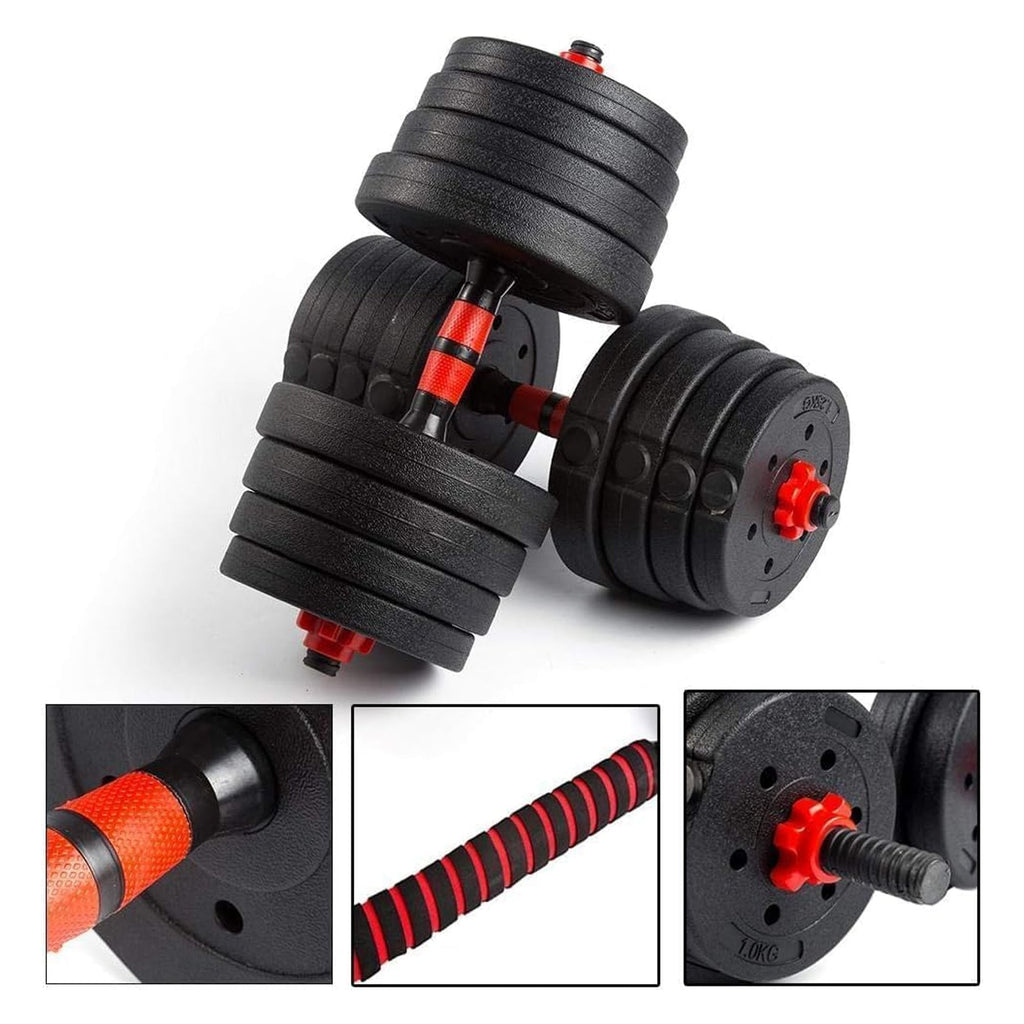 Adjustable Vinyl‑Coated Dumbbells & Barbell Set 20‑30 kg – Anti‑Roll Sport Handles for Strength Training – Home Gym, Compact & Durable