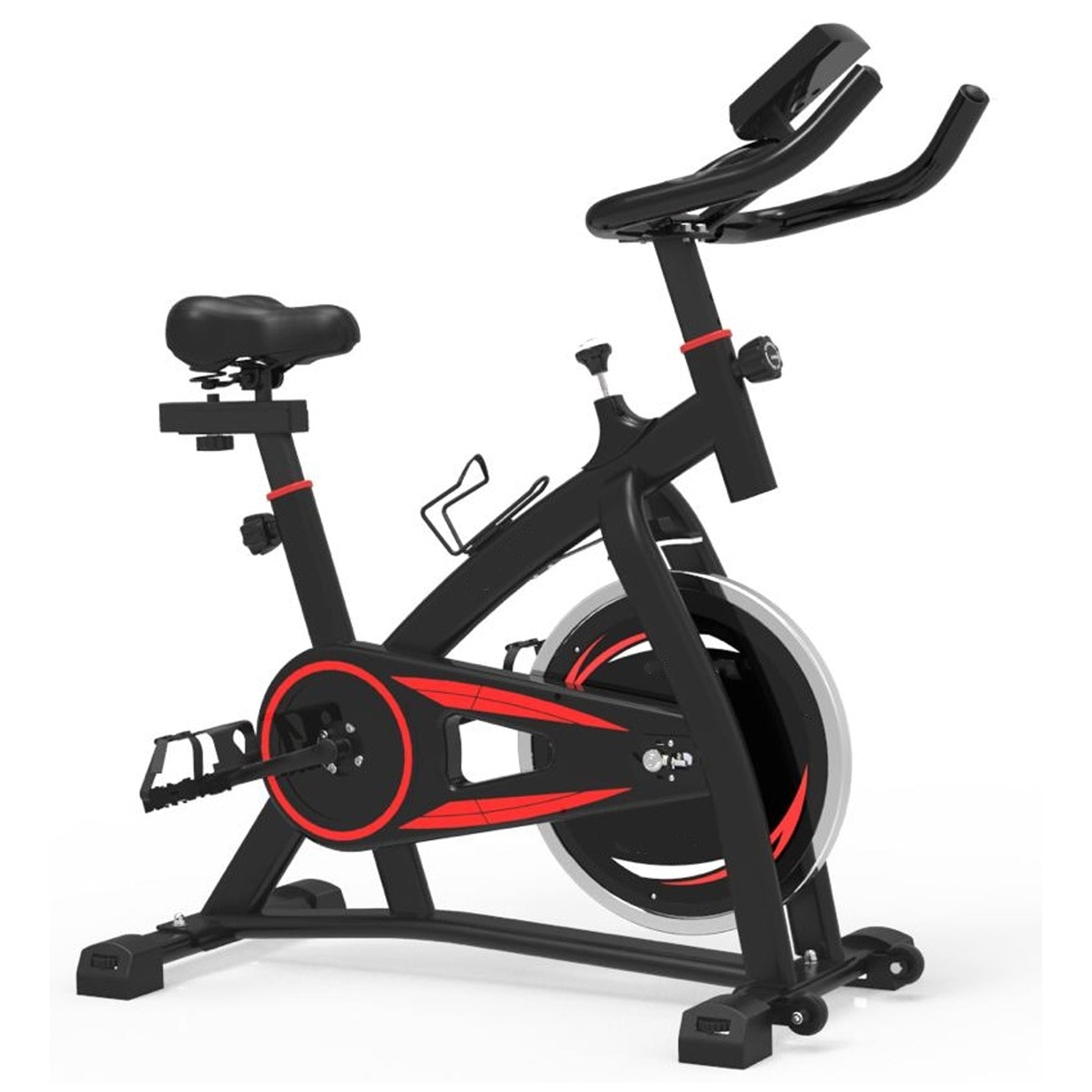 Quiet Stationary Spin Bike – Matte Black Indoor Cycling Bike with LCD Monitor & Tablet Holder – Smooth Belt Drive for Home Cardio