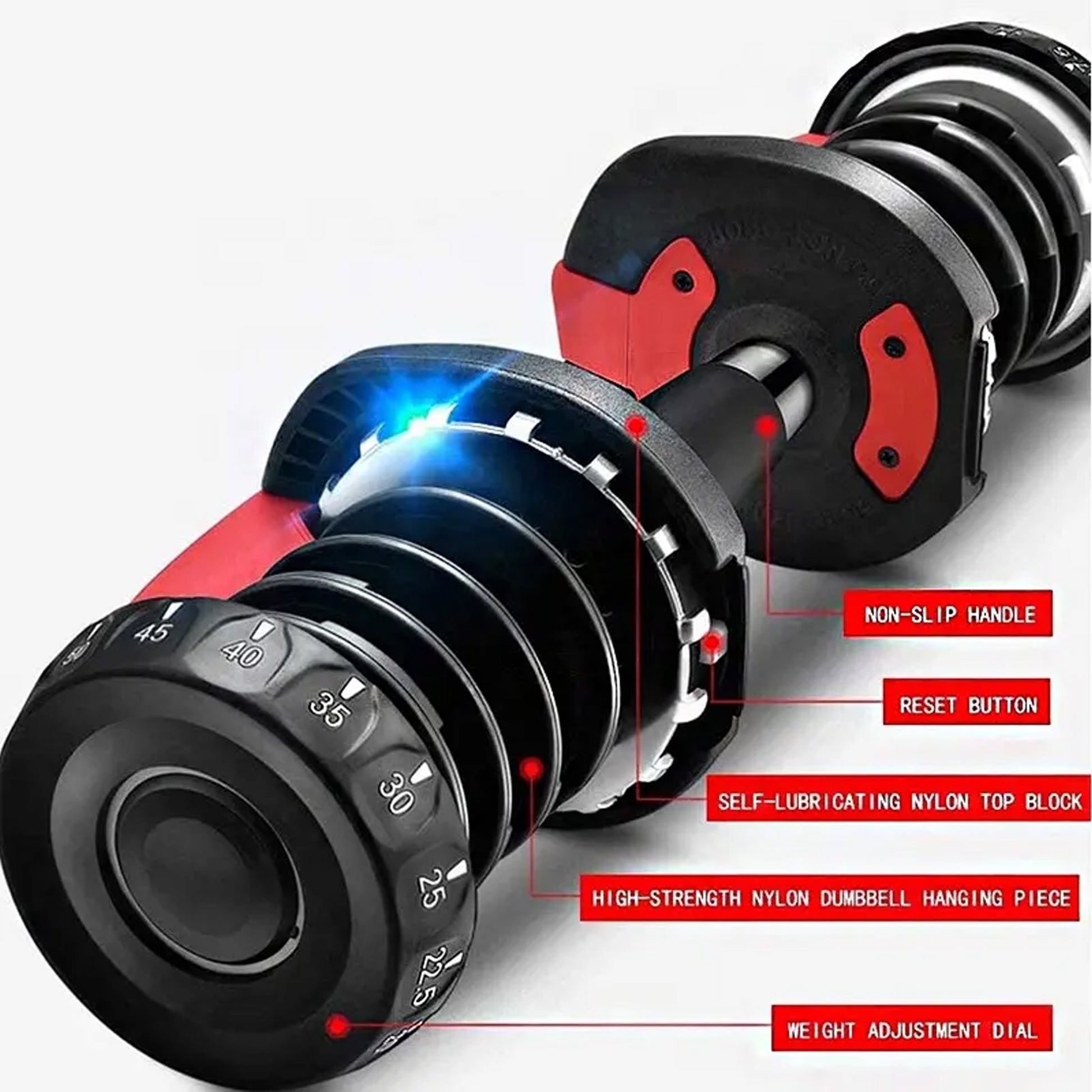 Adjustable 24 kg Quick‑Dial Dumbbell – 15‑in‑1 Rubber‑Coated Space‑Saving Weight Plate System for Strength Training, Home Gym Ready