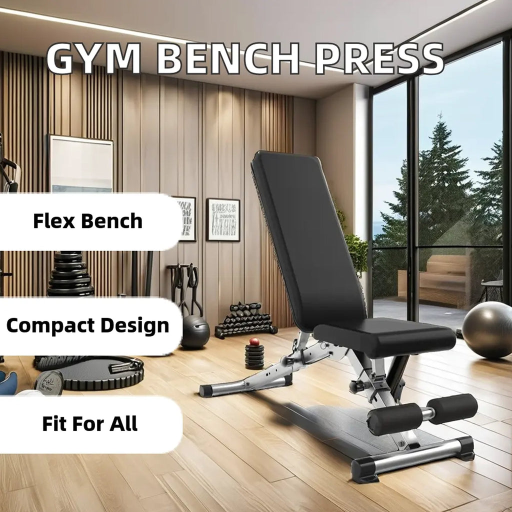 Adjustable Weight Bench with Dip Station & Rack – Heavy‑Duty Steel, Multi‑Angle Flat/Incline/Decline Bench, Strength Training for Home Gym, Core Workouts, Personal Studio