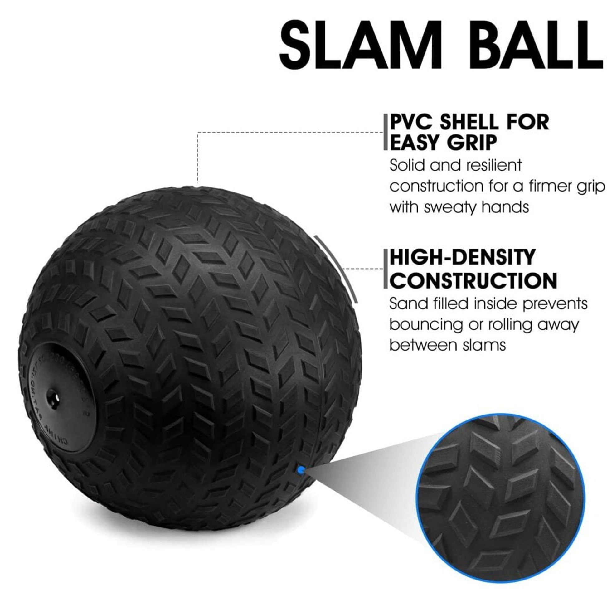 Heavy‑Duty Rubber Treaded Slam Ball – No‑Bounce Impact Ball for Strength & Power Training in Home Gym