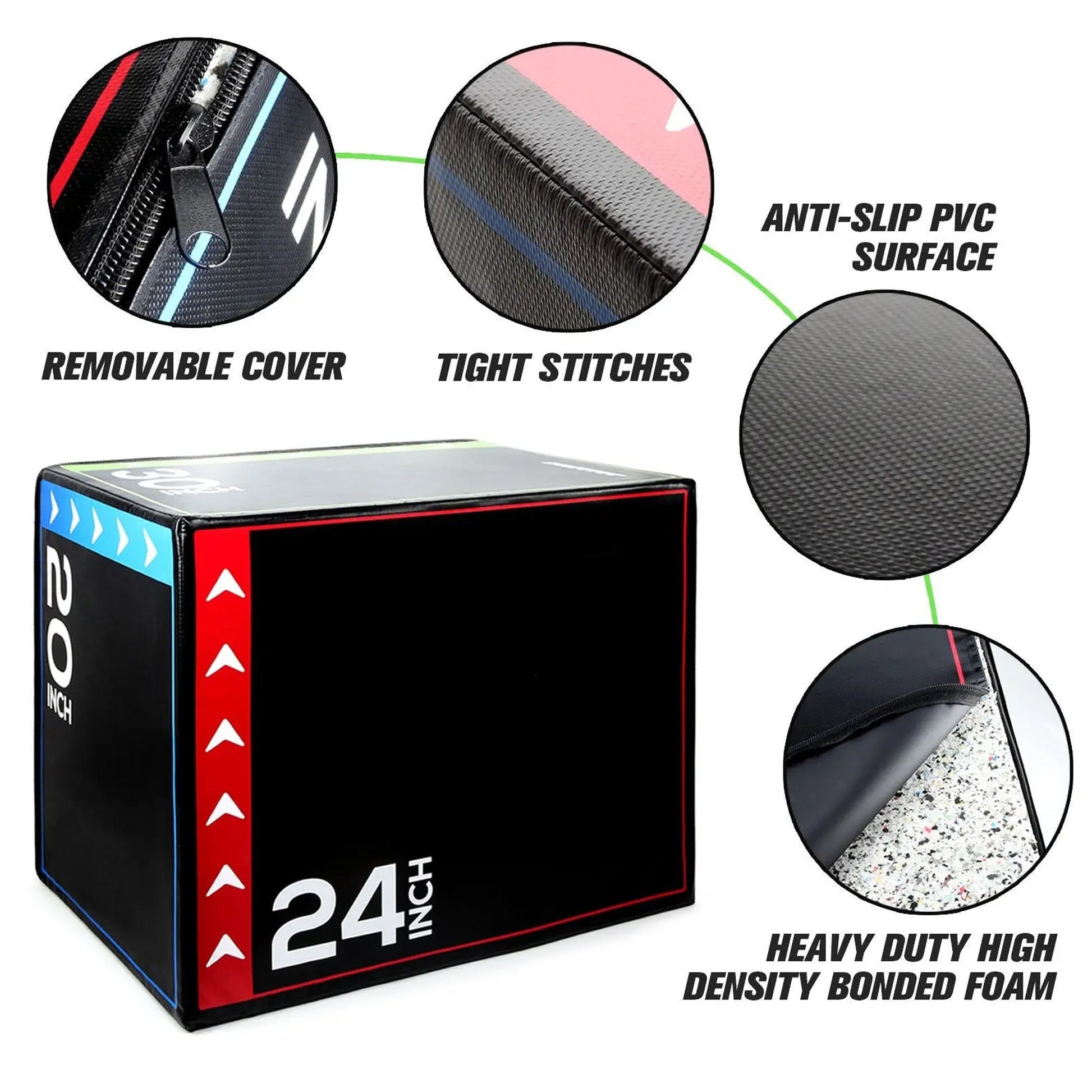 Soft 3‑in‑1 Foam Plyometric Jump Box – Non‑Slip Vinyl Coated for Home Gym Training