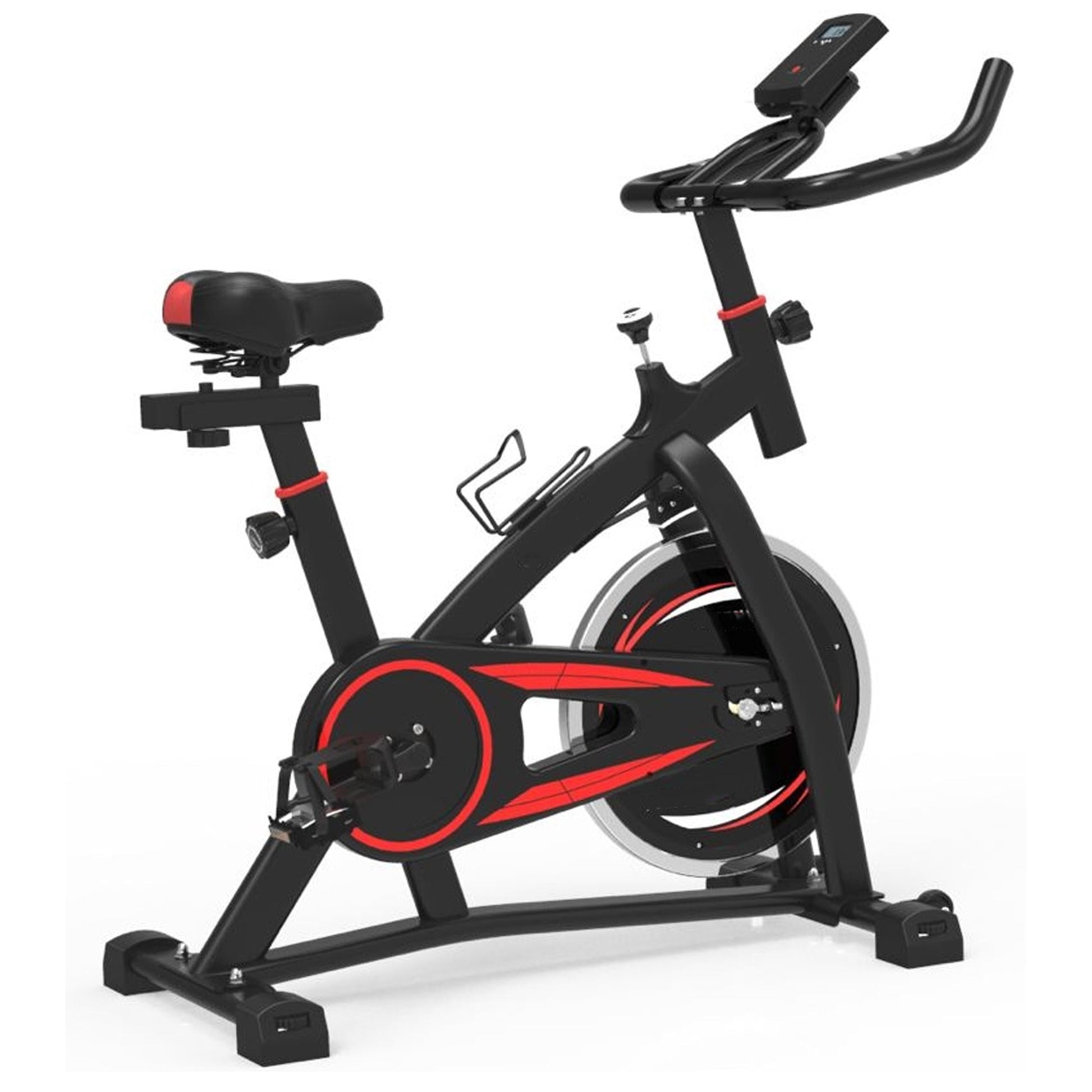 Quiet Stationary Spin Bike – Matte Black Indoor Cycling Bike with LCD Monitor & Tablet Holder – Smooth Belt Drive for Home Cardio