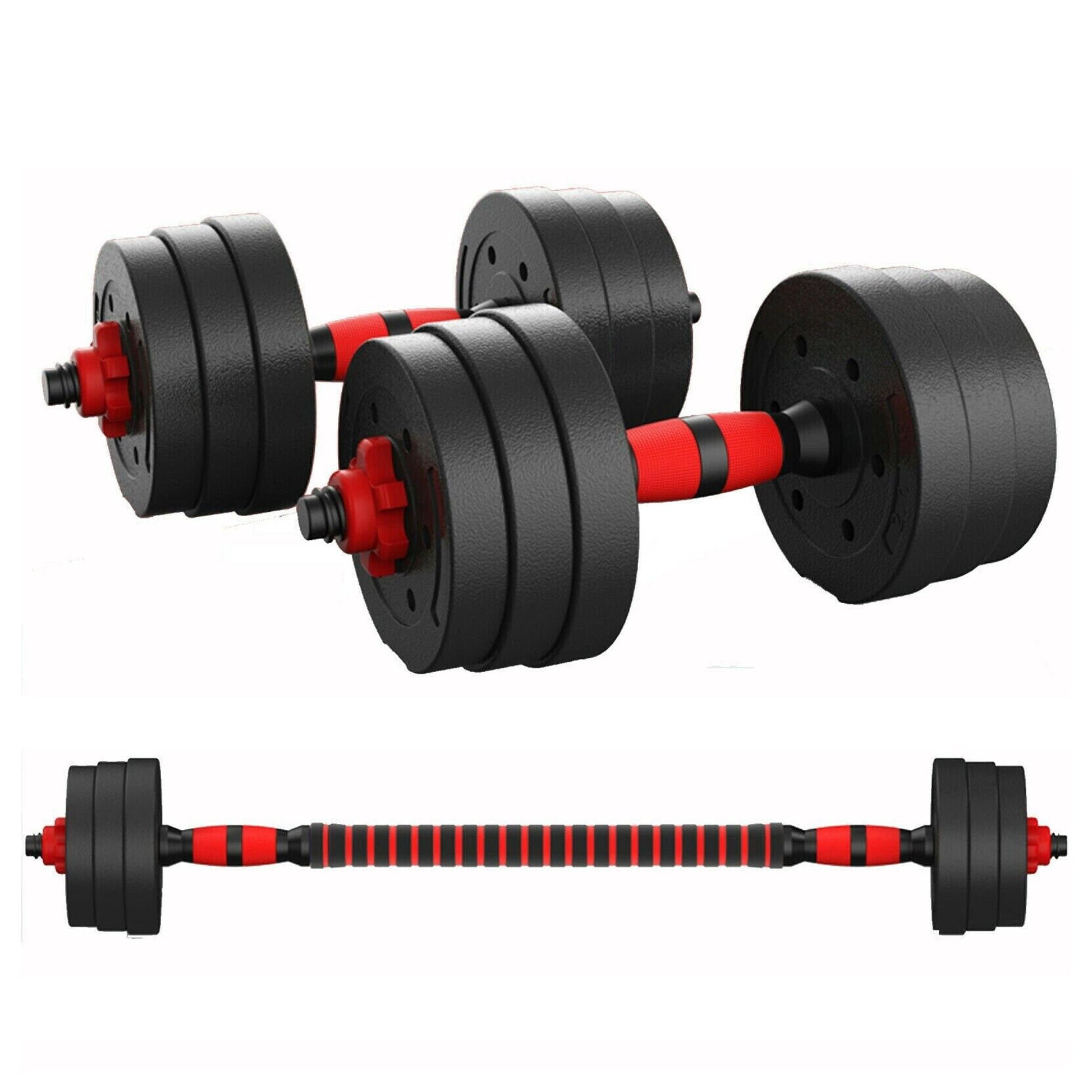 Adjustable Vinyl‑Coated Dumbbells & Barbell Set 20‑30 kg – Anti‑Roll Sport Handles for Strength Training – Home Gym, Compact & Durable