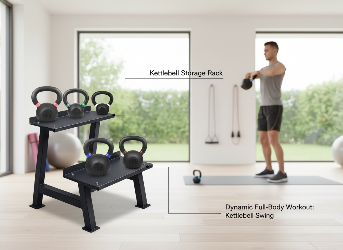 Heavy-Duty Steel Kettlebell Storage Rack for Kettlebells – Compact Space-Saving Gym Organizer for Home