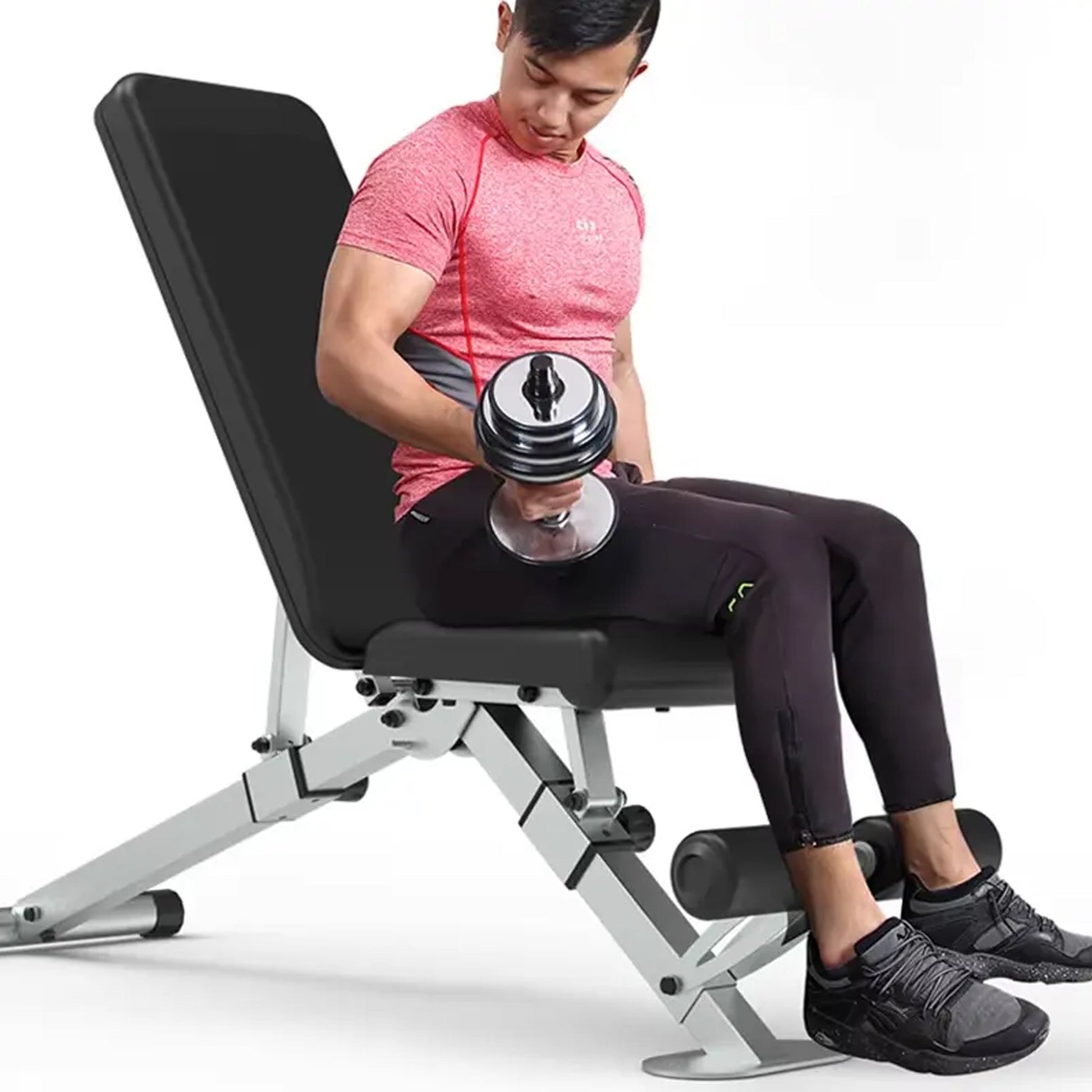 Adjustable Weight Bench with Dip Station & Rack – Heavy‑Duty Steel, Multi‑Angle Flat/Incline/Decline Bench, Strength Training for Home Gym, Core Workouts, Personal Studio
