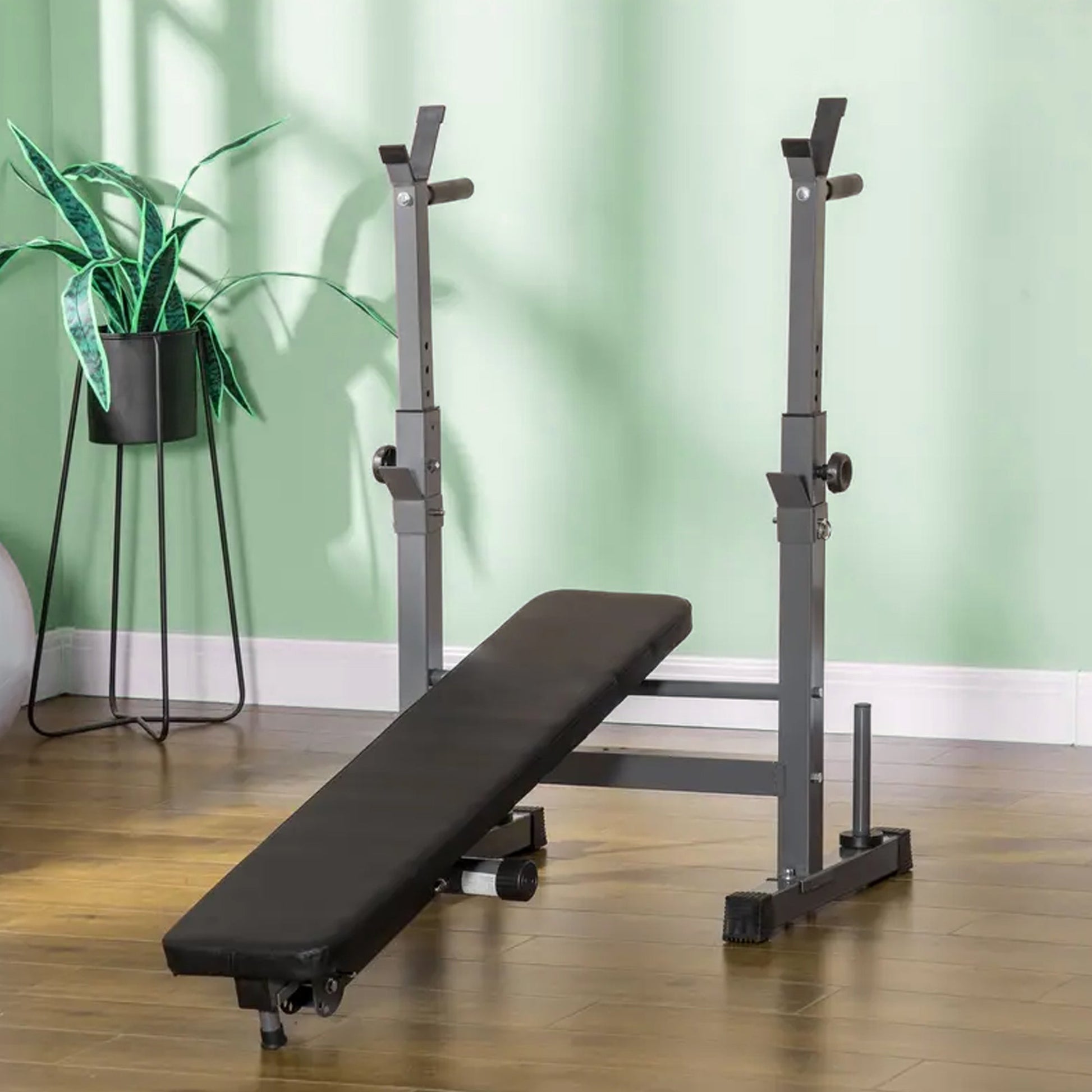 Adjustable Steel Weight Bench with Dip Station & Barbell Rack – Foldable Heavy‑Duty Steel Frame, Pads, Multi‑Angle Strength Training for Home Gym