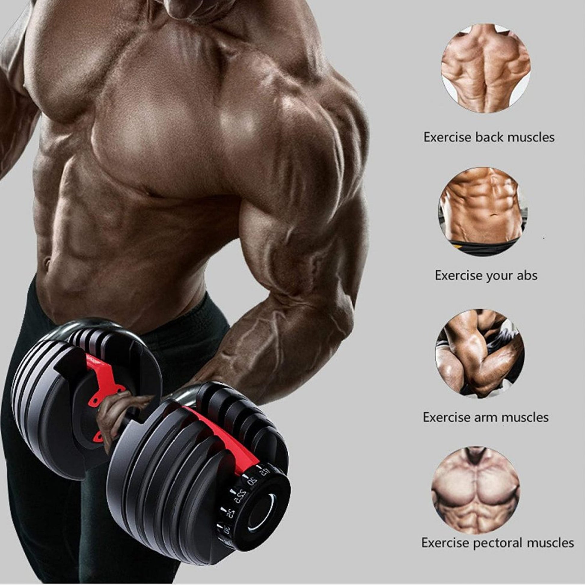 Adjustable 24 kg Quick‑Dial Dumbbell – 15‑in‑1 Rubber‑Coated Space‑Saving Weight Plate System for Strength Training, Home Gym Ready