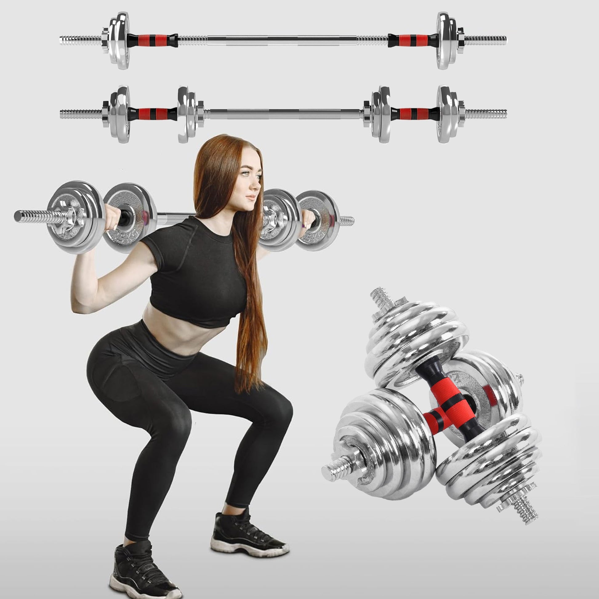 Adjustable Dumbbell & Barbell Set 20 kg – Steel/ Cast Iron Weights, Ergonomic Grip, Space‑Saving Home Fitness