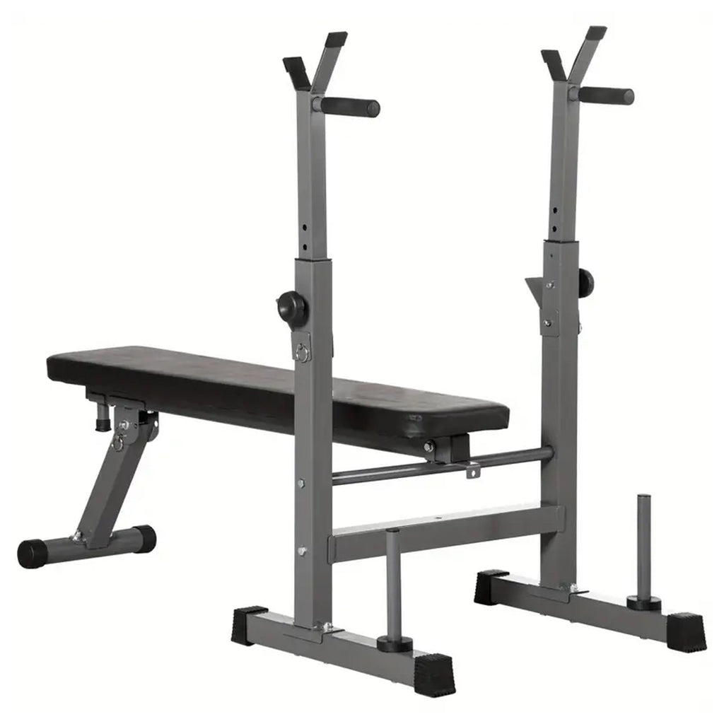Adjustable Steel Weight Bench with Dip Station & Barbell Rack – Foldable Heavy‑Duty Steel Frame, Pads, Multi‑Angle Strength Training for Home Gym