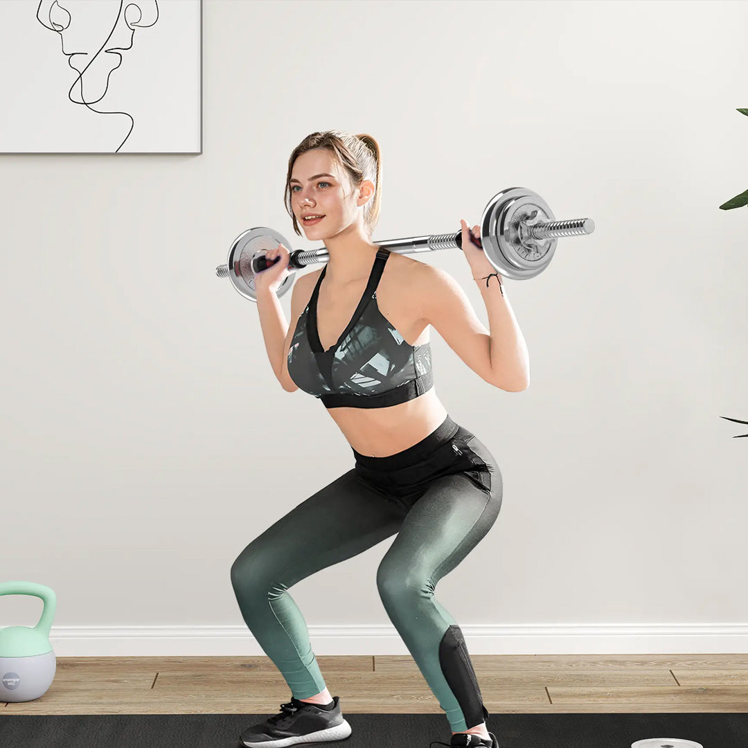 Adjustable Dumbbell & Barbell Set 20 kg – Steel/ Cast Iron Weights, Ergonomic Grip, Space‑Saving Home Fitness