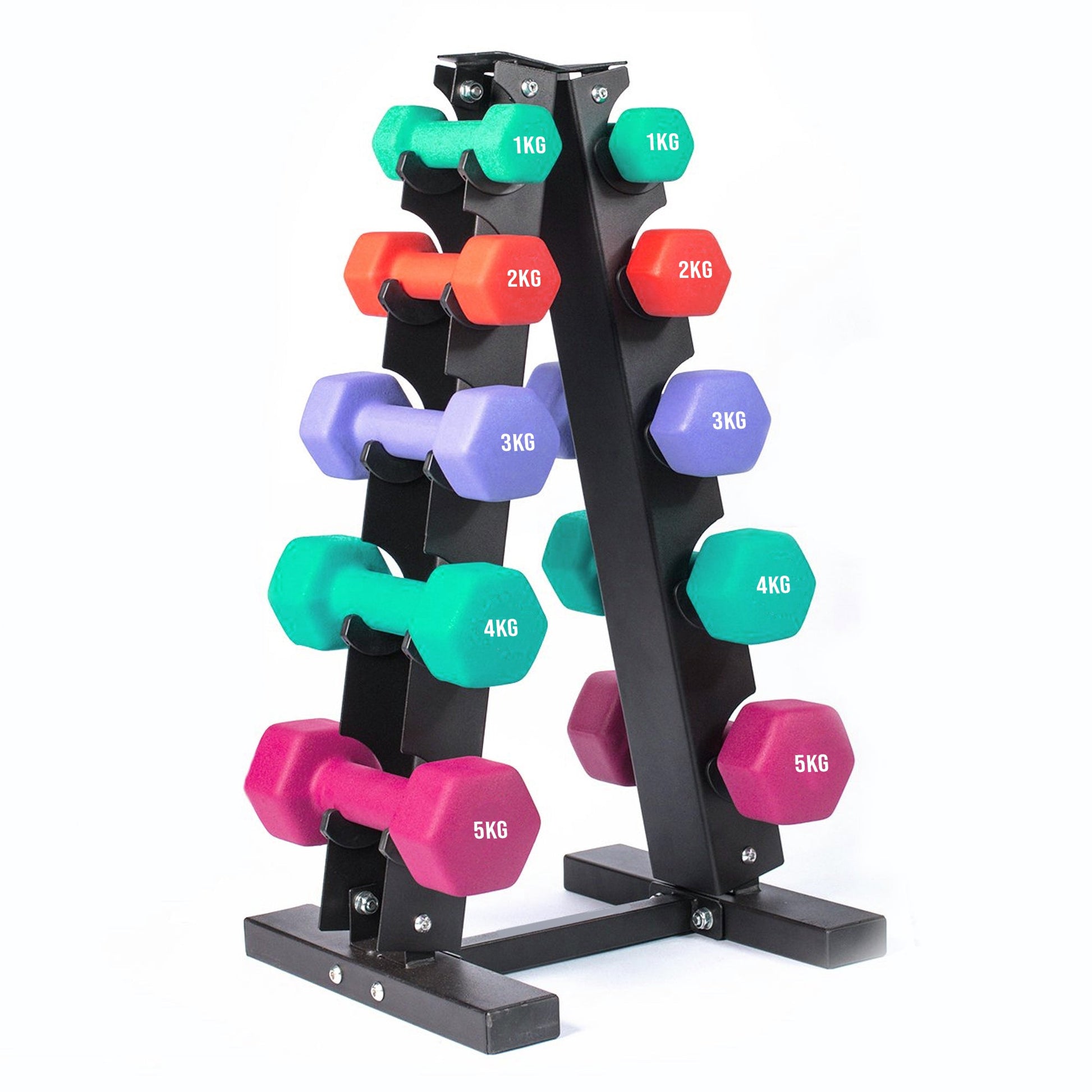 3/5 Tier Neoprene Dumbbell Tree Rack – Compact Free Weights Organizer Stand for Home Gym
