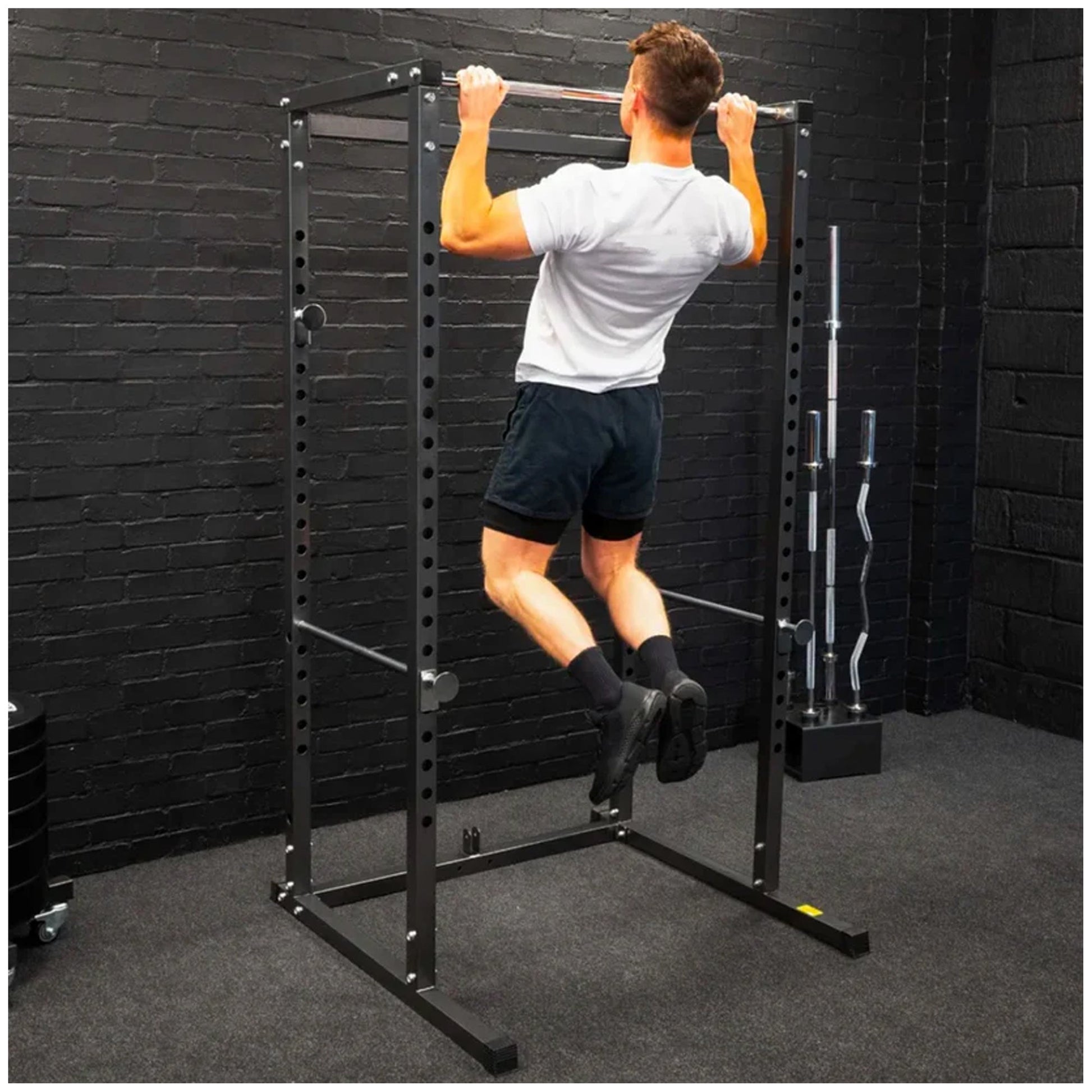 Adjustable Heavy‑Duty G100 Power Rack Squat Cage with Pull‑Up Bar – Steel Frame, Multi‑Positional J‑Hooks, Compact Strength Training for Home Gym