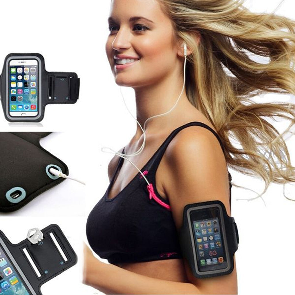 Waterproof Sports Armband Phone Holder – Reflective Strips, Elastic Fit up to 7" for Running & Gym
