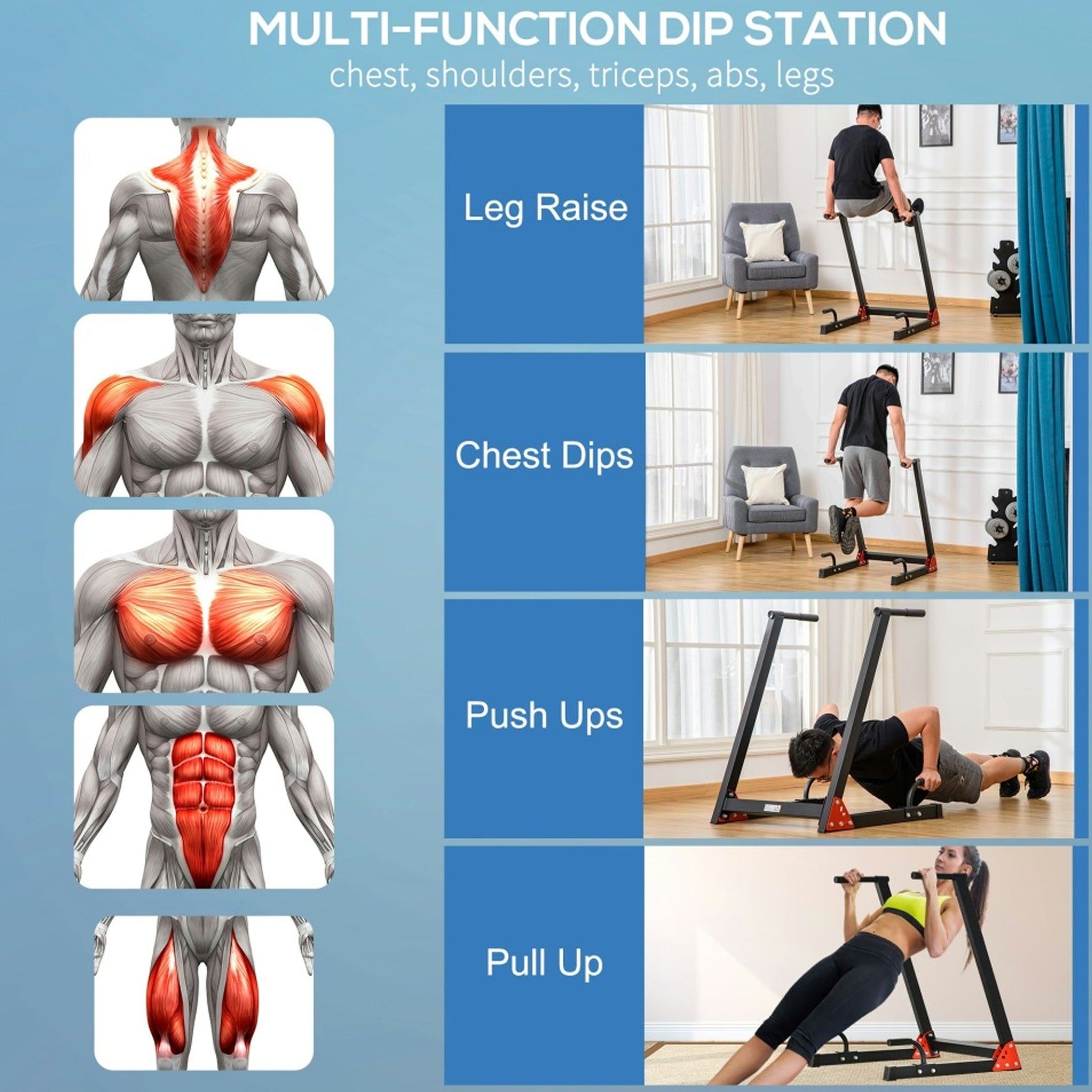 Heavy‑Duty Steel Dip Station Stand with 200kg Capacity, Ergonomic 32cm Handles & 60cm Spacing – Home Gym Upper‑Body Trainer for Chest & Triceps