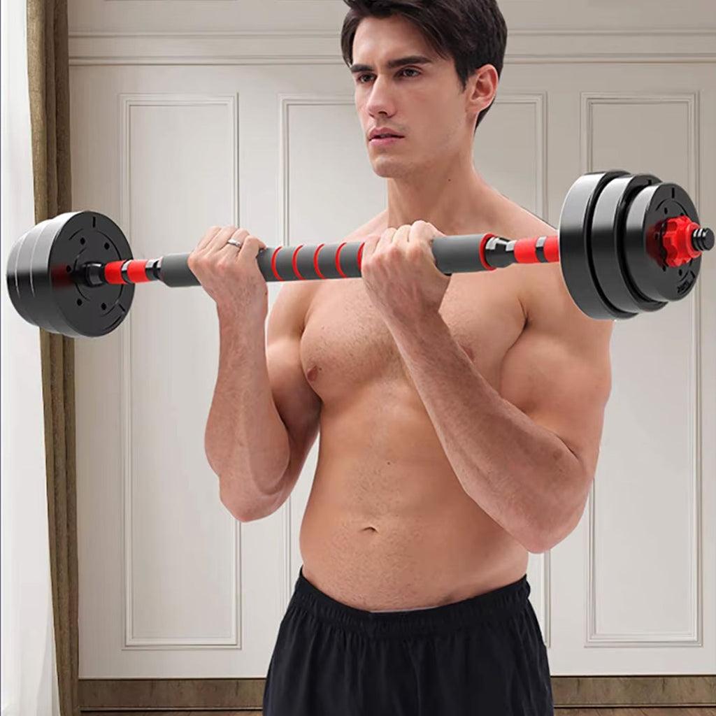 Adjustable Vinyl‑Coated Dumbbells & Barbell Set 20‑30 kg – Anti‑Roll Sport Handles for Strength Training – Home Gym, Compact & Durable