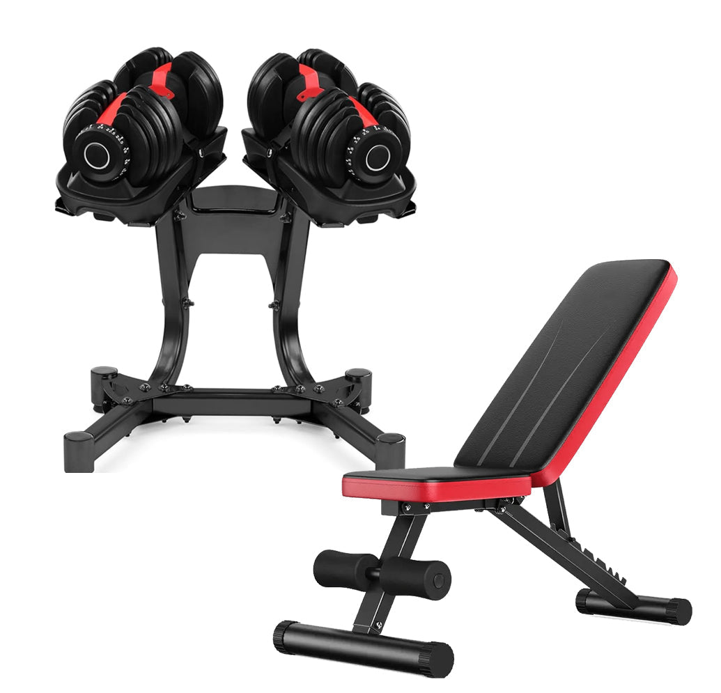 Adjustable 24 kg Quick‑Dial Dumbbell – 15‑in‑1 Rubber‑Coated Space‑Saving Weight Plate System for Strength Training, Home Gym Ready