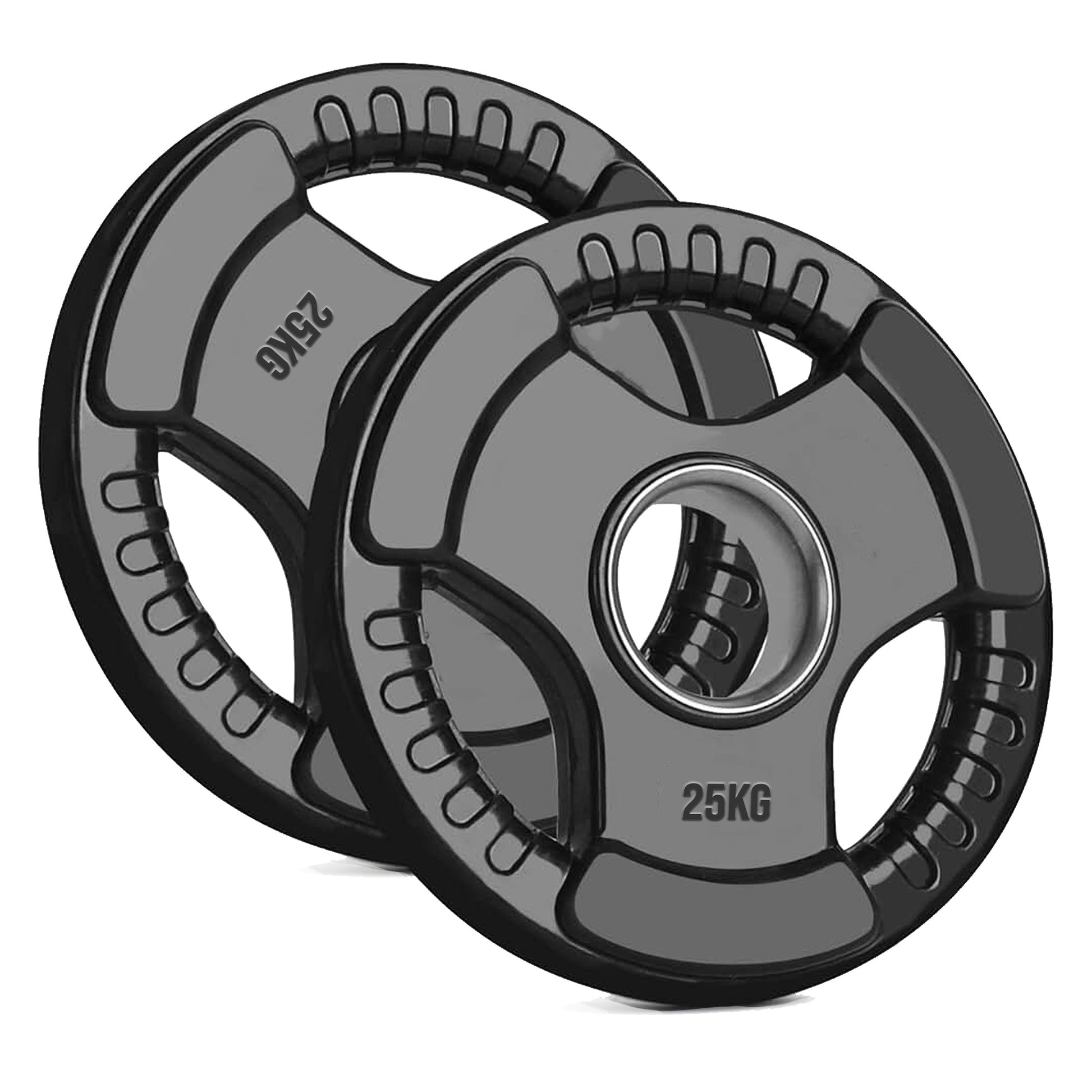 Adjustable Tri‑Grip Olympic Weight Plate – Rubber‑Coated Cast‑Iron, Ergonomic Handles for Barbell & Dumbbell Strength Training, Home Gym