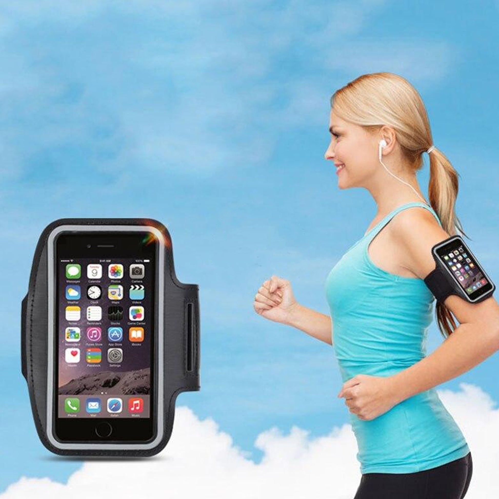 Waterproof Sports Armband Phone Holder – Reflective Strips, Elastic Fit up to 7" for Running & Gym