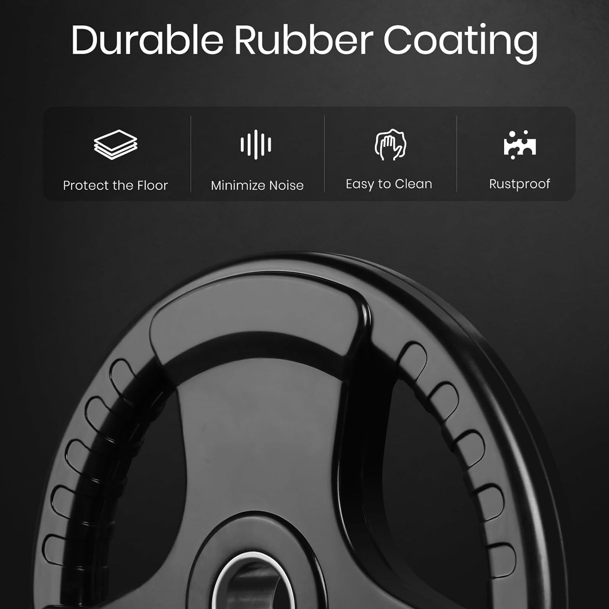 Adjustable Tri‑Grip Olympic Weight Plate – Rubber‑Coated Cast‑Iron, Ergonomic Handles for Barbell & Dumbbell Strength Training, Home Gym