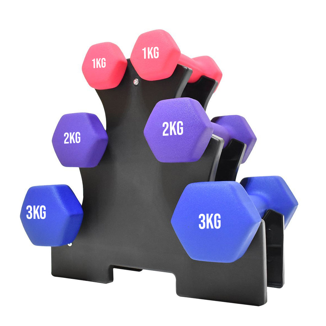 3/5 Tier Neoprene Dumbbell Tree Rack – Compact Free Weights Organizer Stand for Home Gym