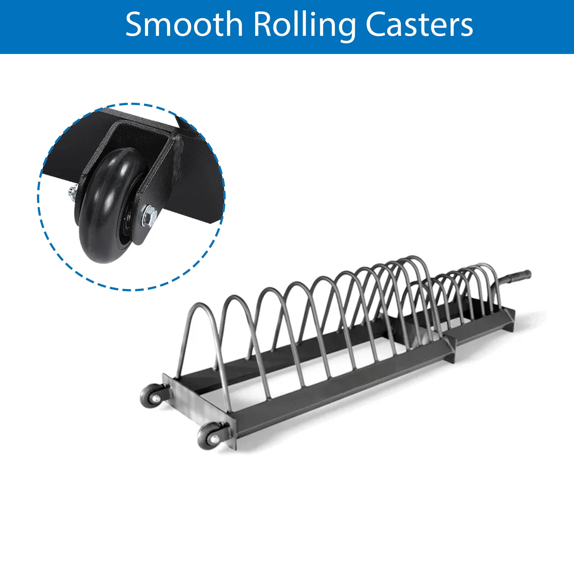 Portable Horizontal Weight Plate Storage Rack with Wheels & Barbell Holder – Heavy Duty Steel Gym Organizer for Bumper, Olympic & Tri-Grip Plates