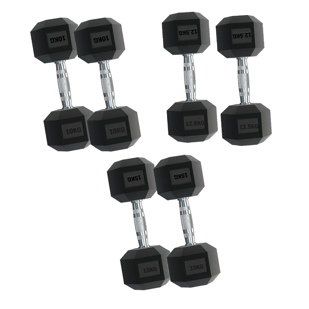 Build Strength at Home with Premium Hex Dumbbell Set – Choose 3 Pairs (2.5kg to 15kg) plus Optional Space-Saving 3 Tier Vertical Rack, Rubber-Coated for Quiet Workouts