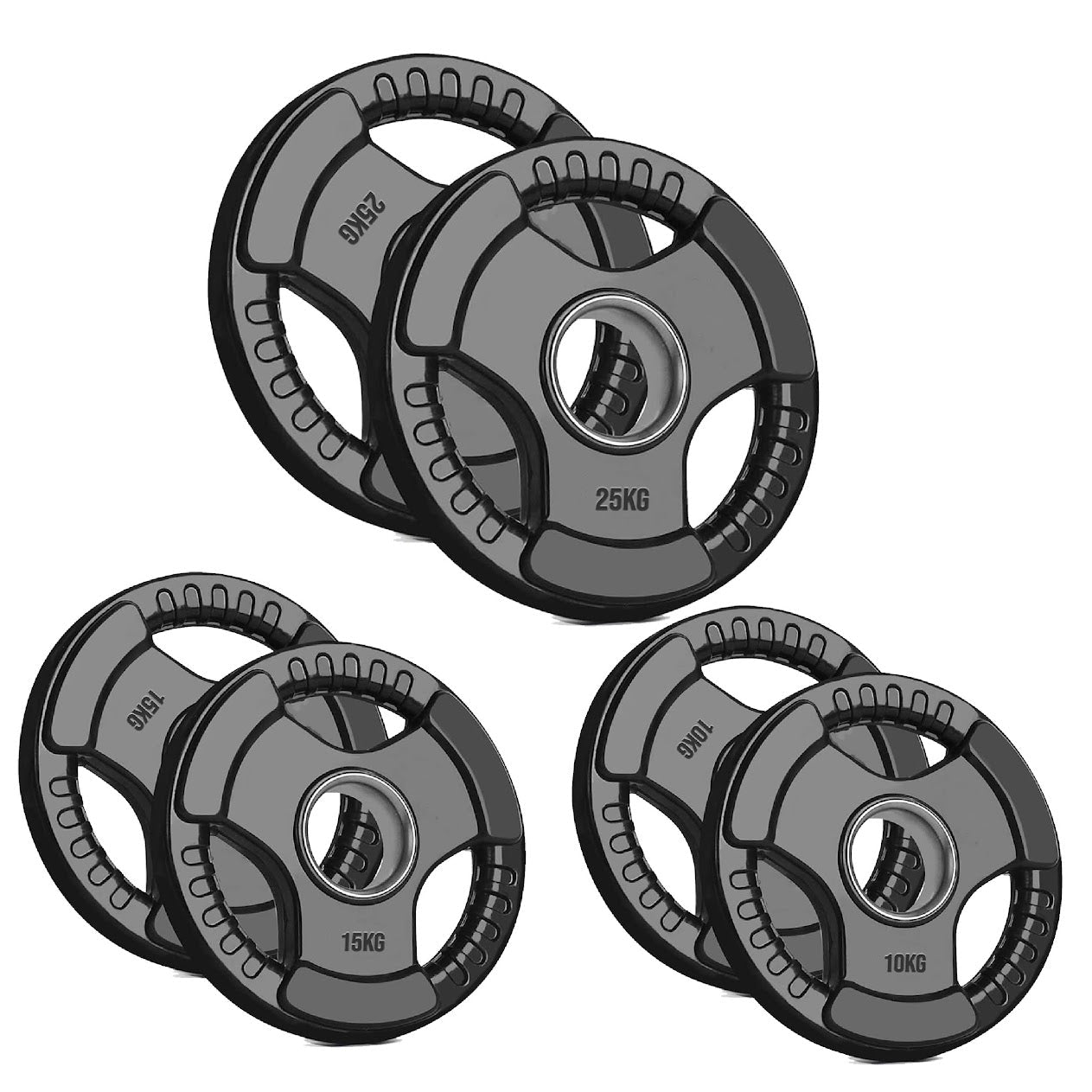 Adjustable Tri‑Grip Olympic Weight Plate – Rubber‑Coated Cast‑Iron, Ergonomic Handles for Barbell & Dumbbell Strength Training, Home Gym