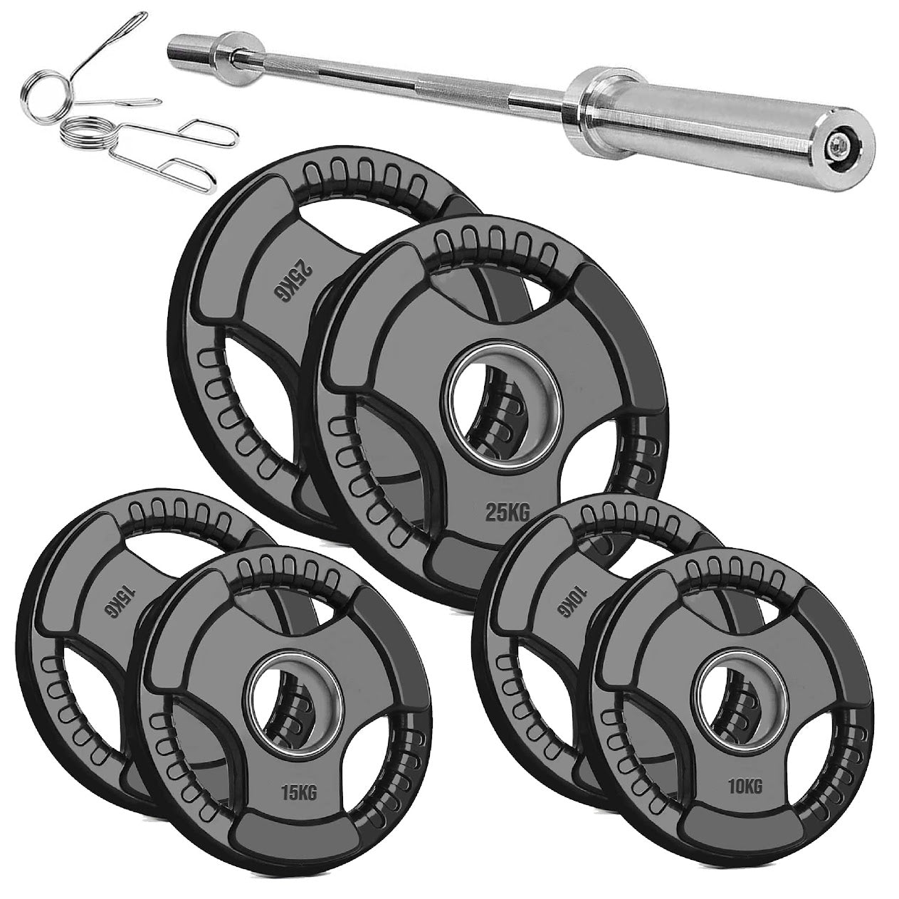 Adjustable Tri‑Grip Olympic Weight Plate – Rubber‑Coated Cast‑Iron, Ergonomic Handles for Barbell & Dumbbell Strength Training, Home Gym