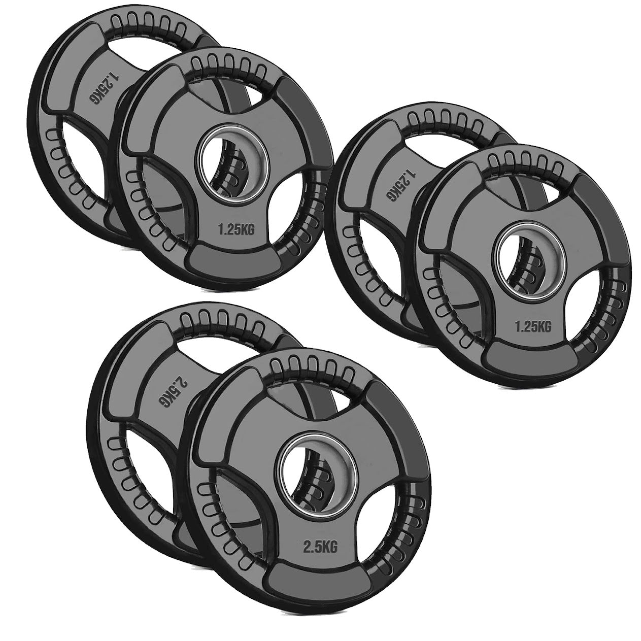 Adjustable Tri‑Grip Olympic Weight Plate – Rubber‑Coated Cast‑Iron, Ergonomic Handles for Barbell & Dumbbell Strength Training, Home Gym