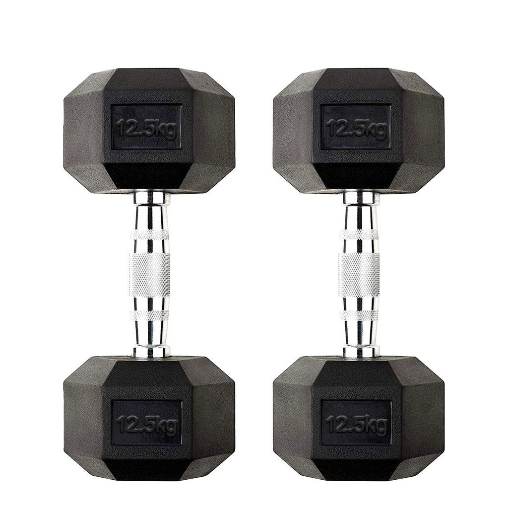 Hex Dumbbell Set 2.5kg–60kg – Rubber-Coated Anti-Roll Weights with Steel Handles – Dumbbell Pairs & Rack Bundles for Home & Commercial Gym Use