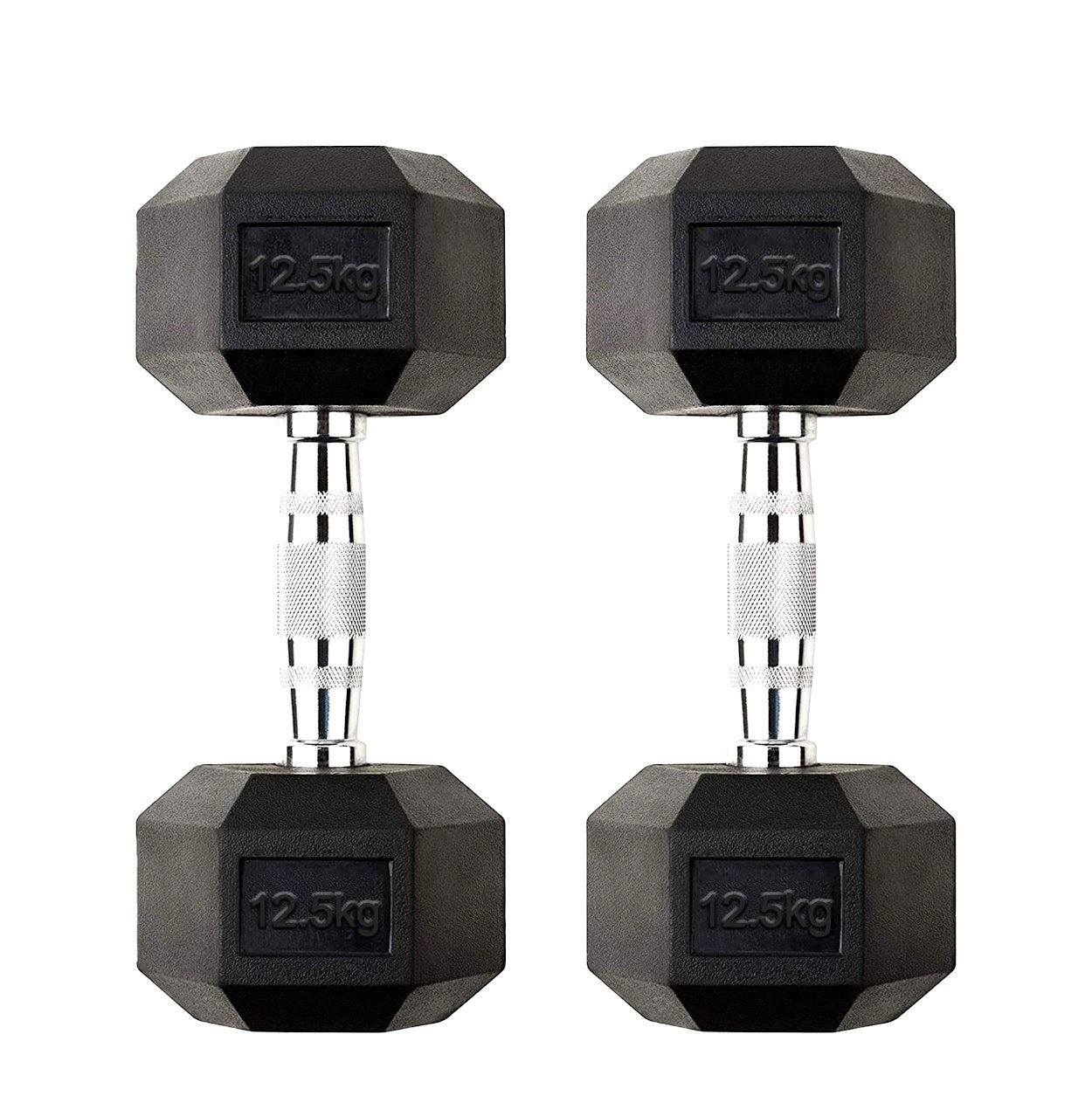 Hex Dumbbell Set 2.5kg–60kg – Rubber-Coated Anti-Roll Weights with Steel Handles – Dumbbell Pairs & Rack Bundles for Home & Commercial Gym Use