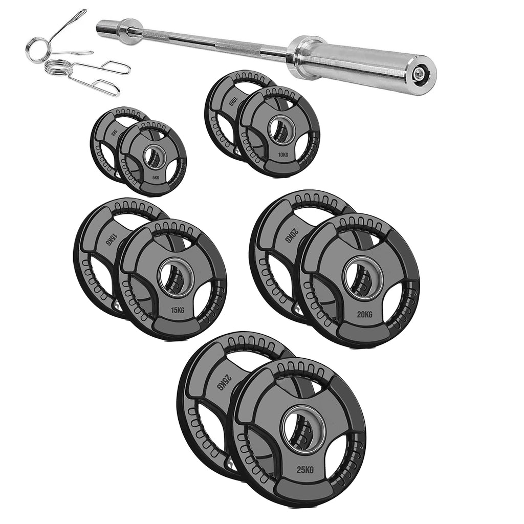 Adjustable Tri‑Grip Olympic Weight Plate – Rubber‑Coated Cast‑Iron, Ergonomic Handles for Barbell & Dumbbell Strength Training, Home Gym