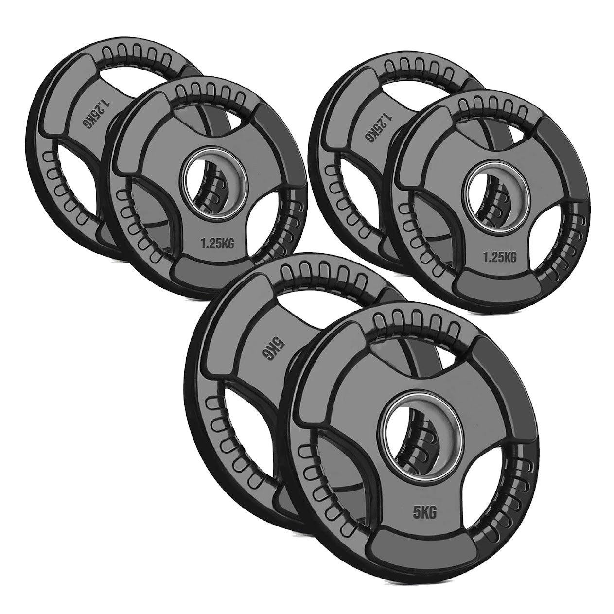 Adjustable Tri‑Grip Olympic Weight Plate – Rubber‑Coated Cast‑Iron, Ergonomic Handles for Barbell & Dumbbell Strength Training, Home Gym