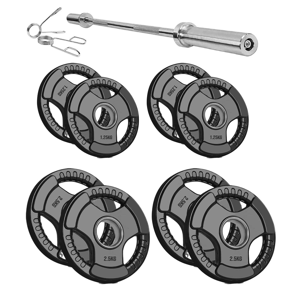 Adjustable Tri‑Grip Olympic Weight Plate – Rubber‑Coated Cast‑Iron, Ergonomic Handles for Barbell & Dumbbell Strength Training, Home Gym