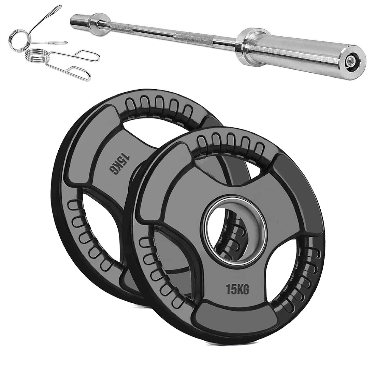 Adjustable Tri‑Grip Olympic Weight Plate – Rubber‑Coated Cast‑Iron, Ergonomic Handles for Barbell & Dumbbell Strength Training, Home Gym
