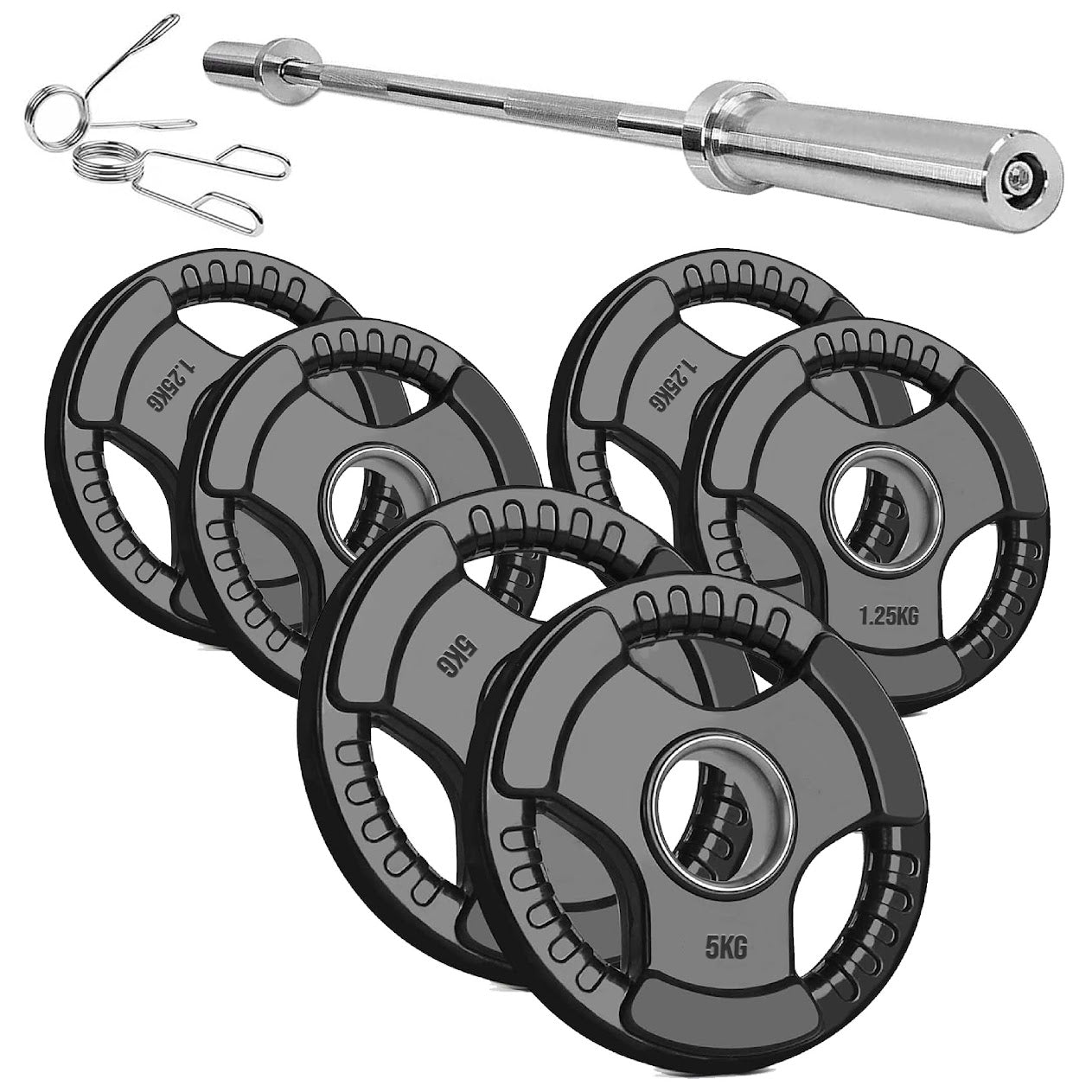 Adjustable Tri‑Grip Olympic Weight Plate – Rubber‑Coated Cast‑Iron, Ergonomic Handles for Barbell & Dumbbell Strength Training, Home Gym