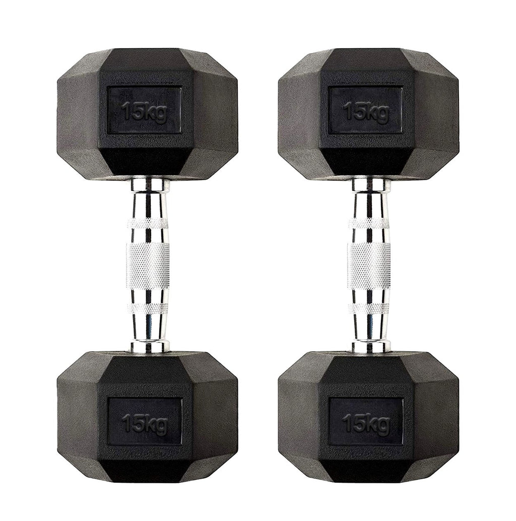 Hex Dumbbell Set 2.5kg–60kg – Rubber-Coated Anti-Roll Weights with Steel Handles – Dumbbell Pairs & Rack Bundles for Home & Commercial Gym Use