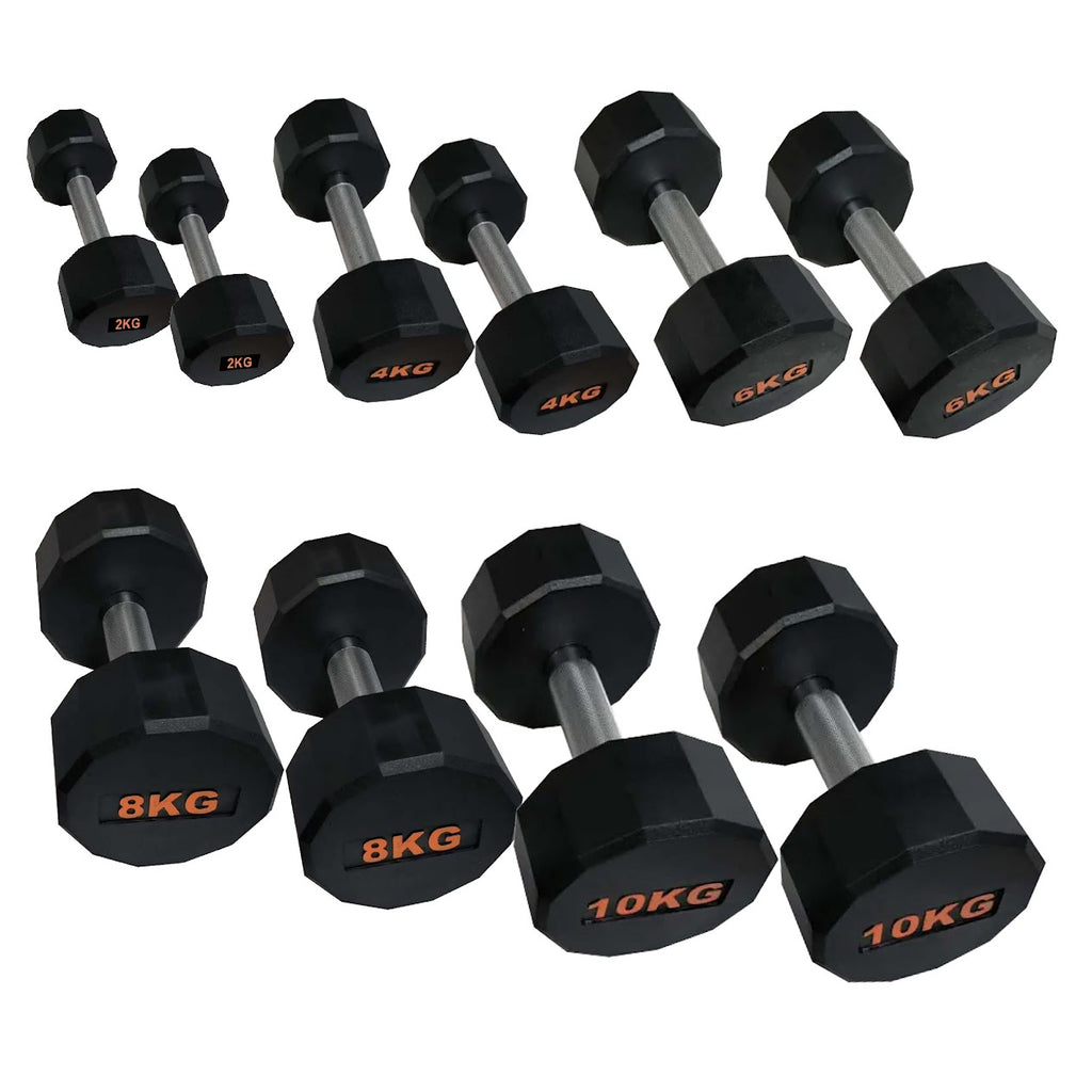 Rubber-Coated Round Hex Dumbbell – Anti‑Roll, High‑Grip Ergonomic Handle, Strength Training for Home Gym, Quiet & Durable Design